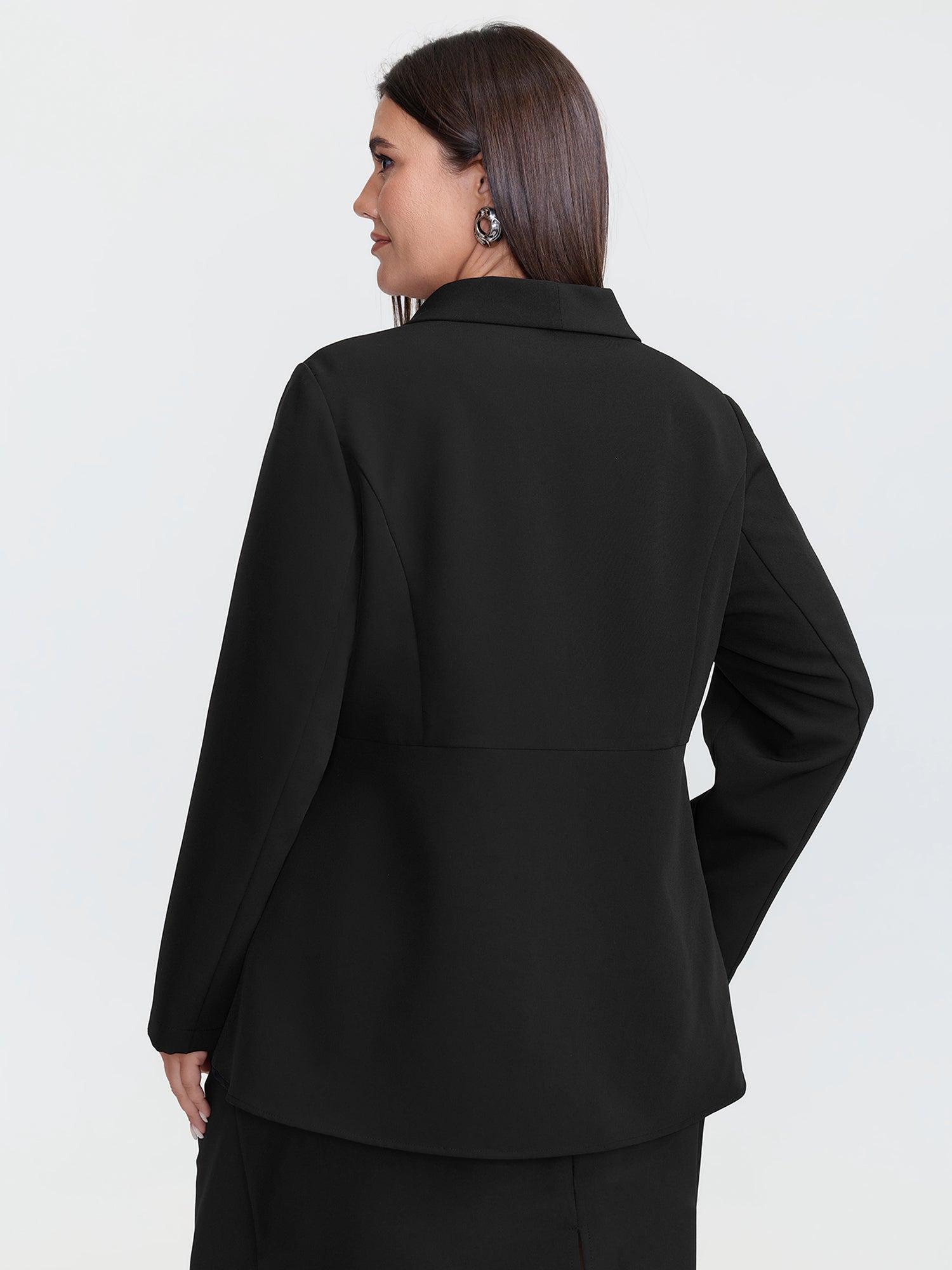 Semi Stretchy Pockets Curvy Hem Blazer Female Product Image