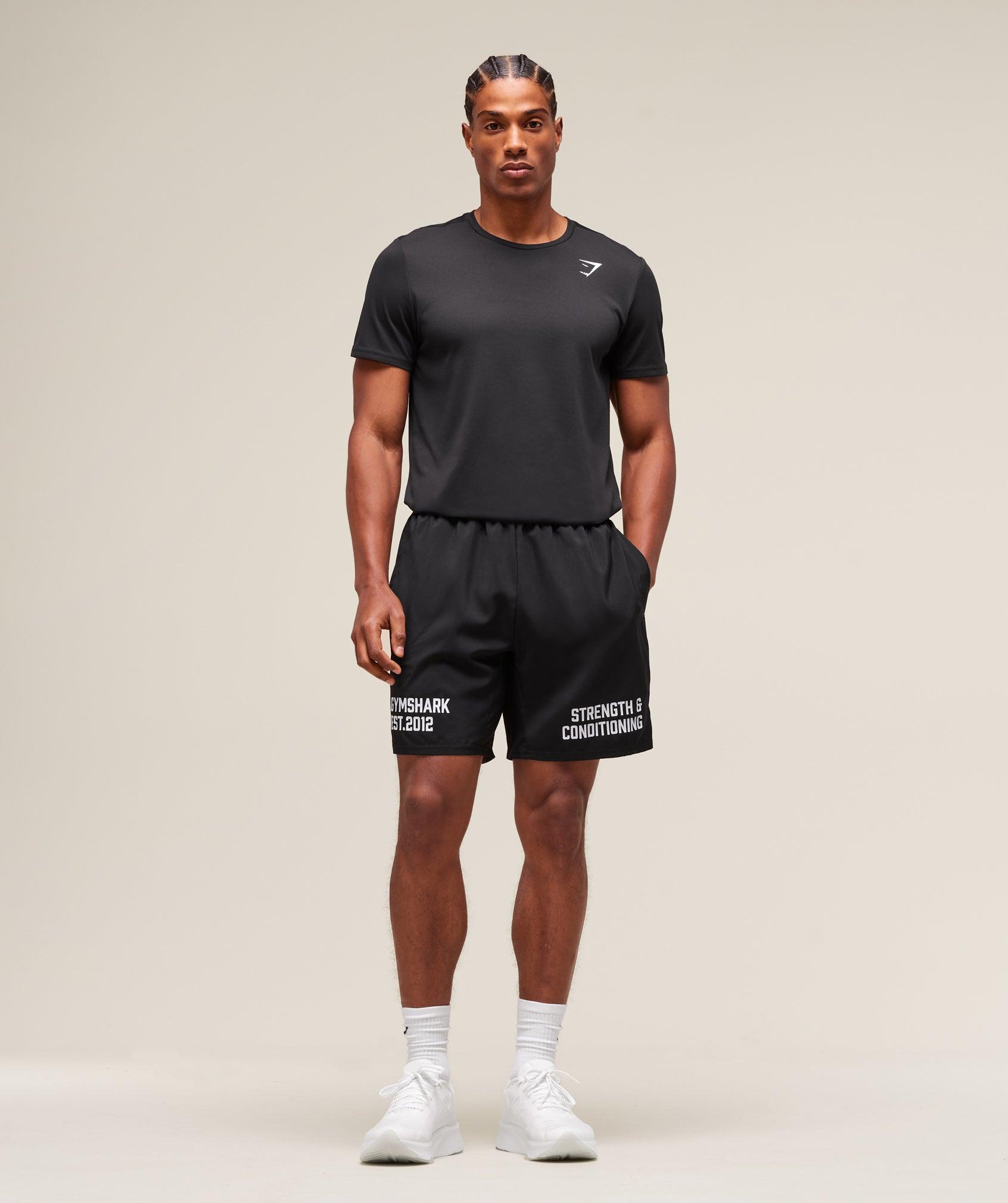 Gymshark S&C Graphic 7" Shorts - Black Male Product Image