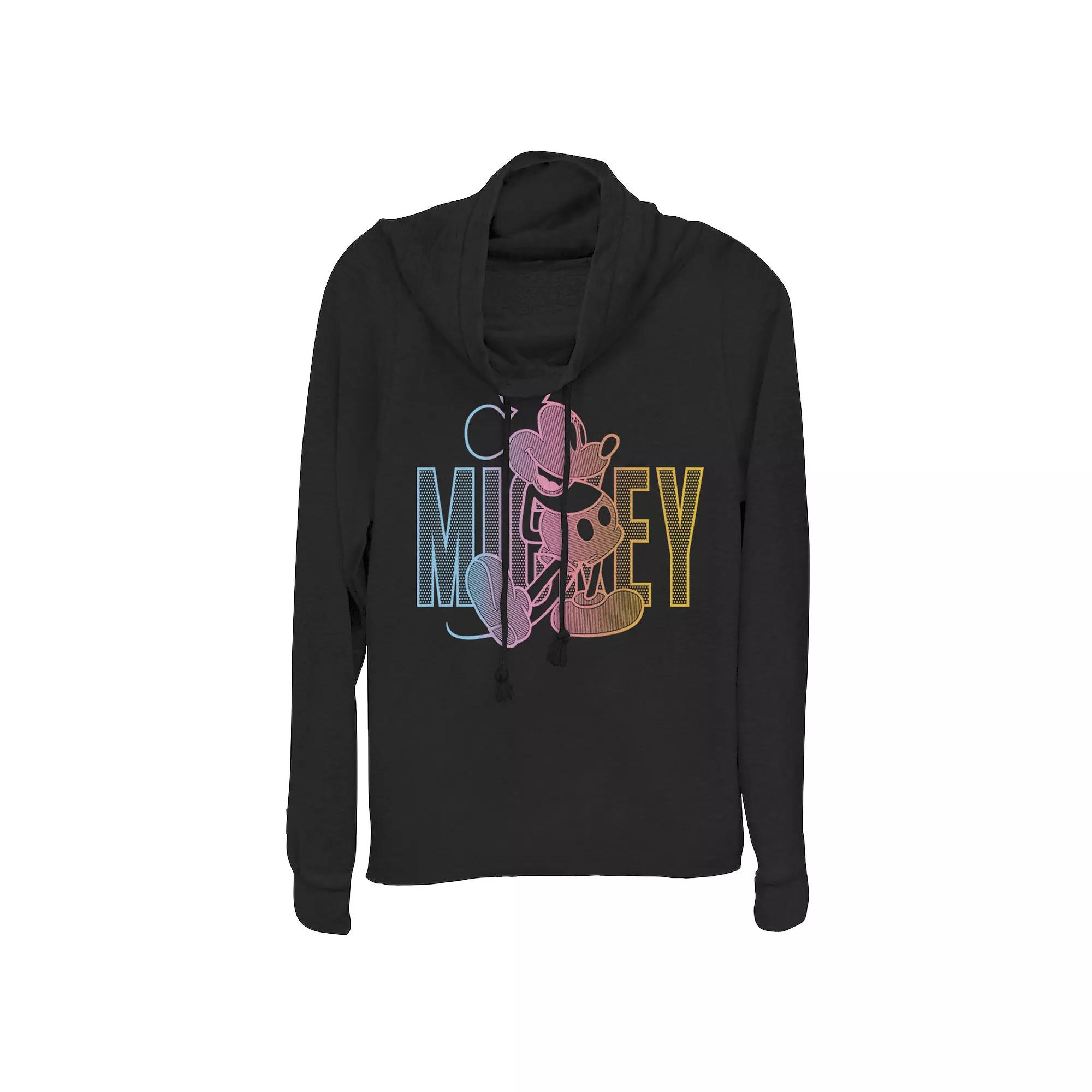 Disney's Mickey Mouse Juniors' Outline Cowlneck Graphic Lightweight Long Sleeve, Girl's,  Product Image