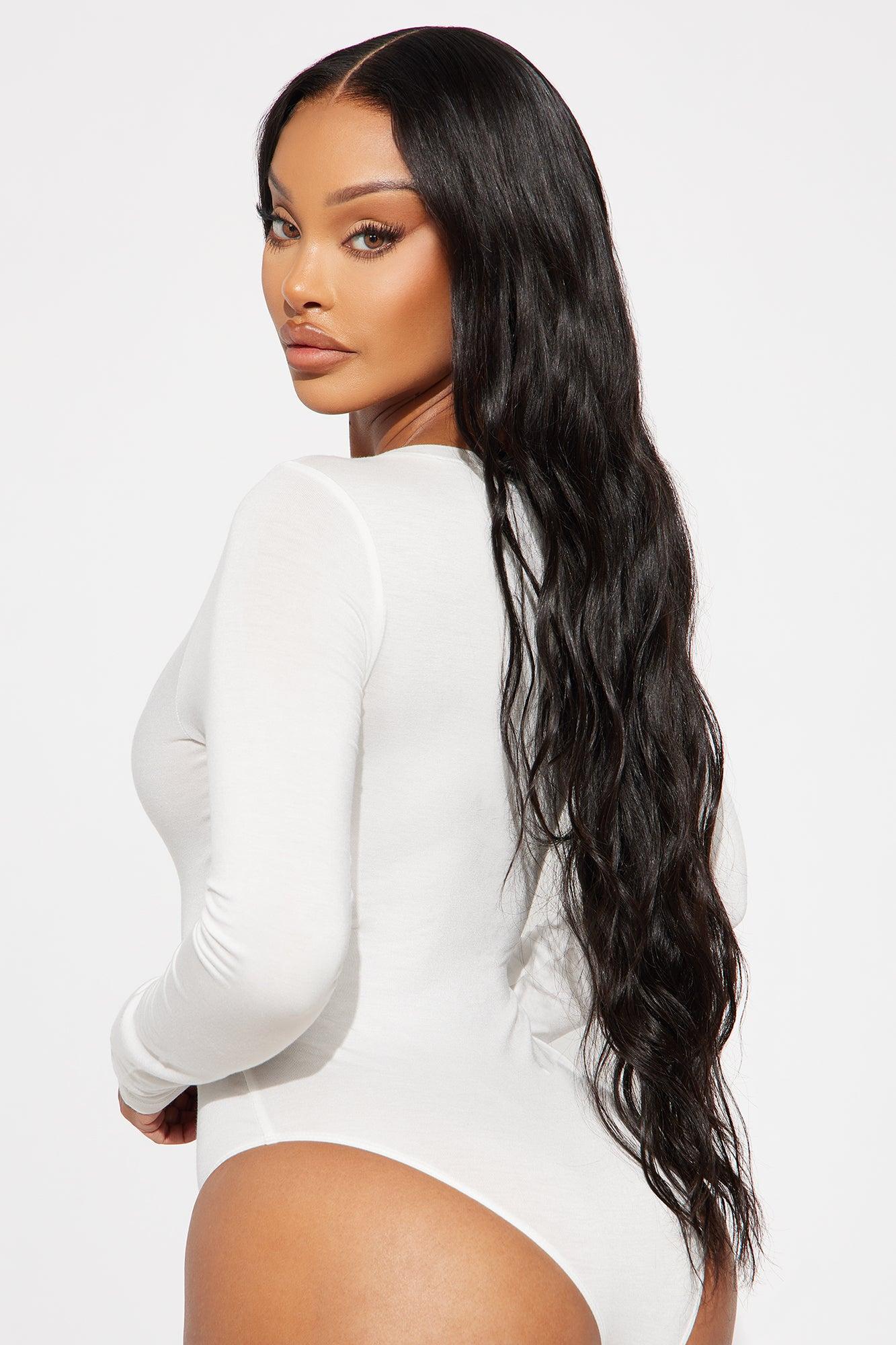 Marlene Scoop Neck Long Sleeve Bodysuit - White Female Product Image