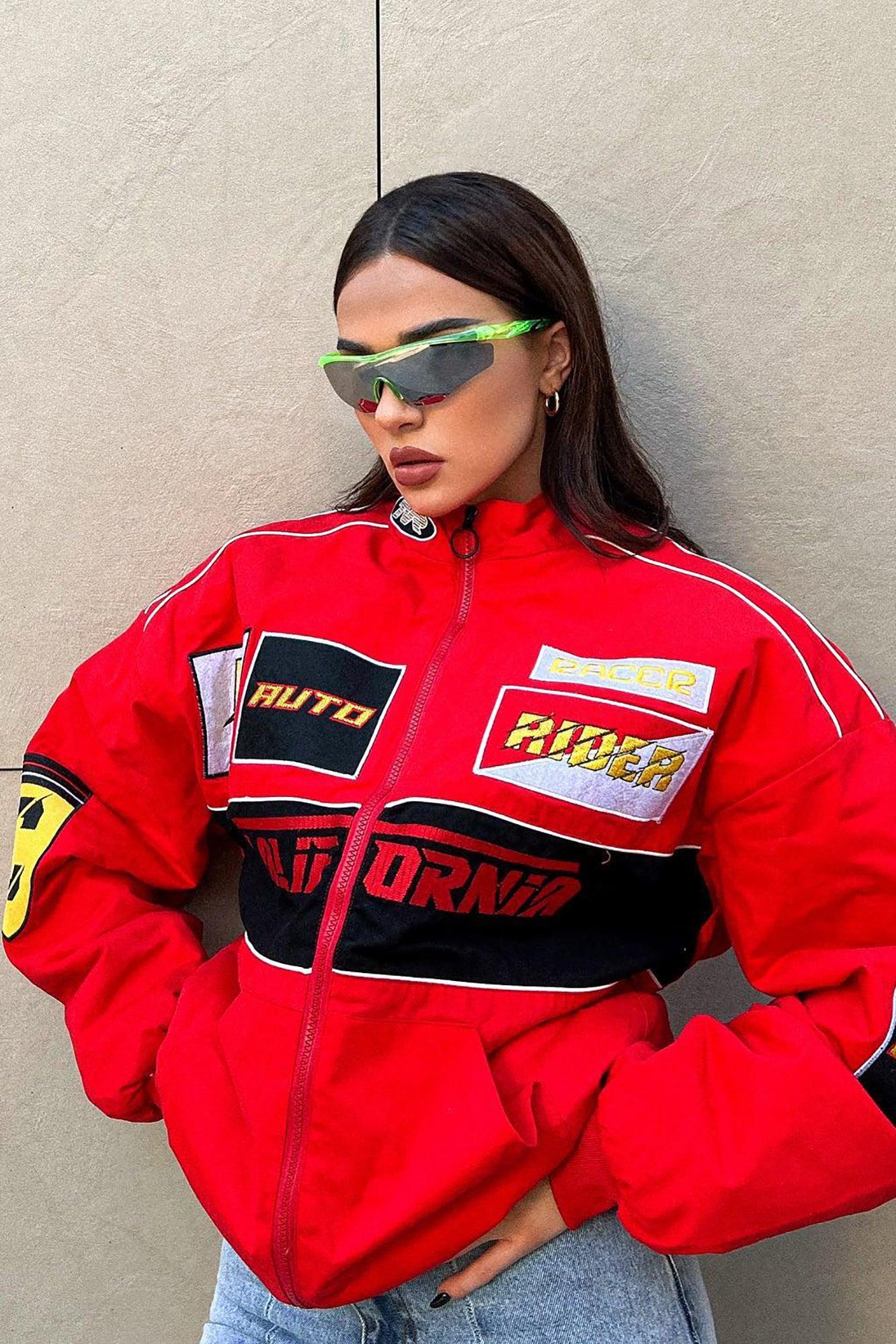 Racing Cali Bomber Jacket - Red Female Product Image