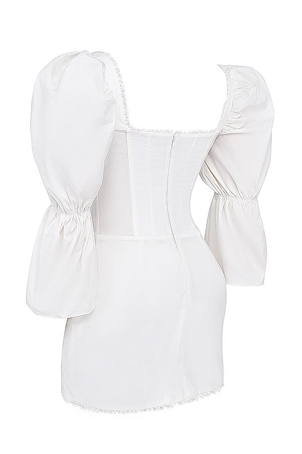 Matilda  white puff sleeve corset dress Product Image