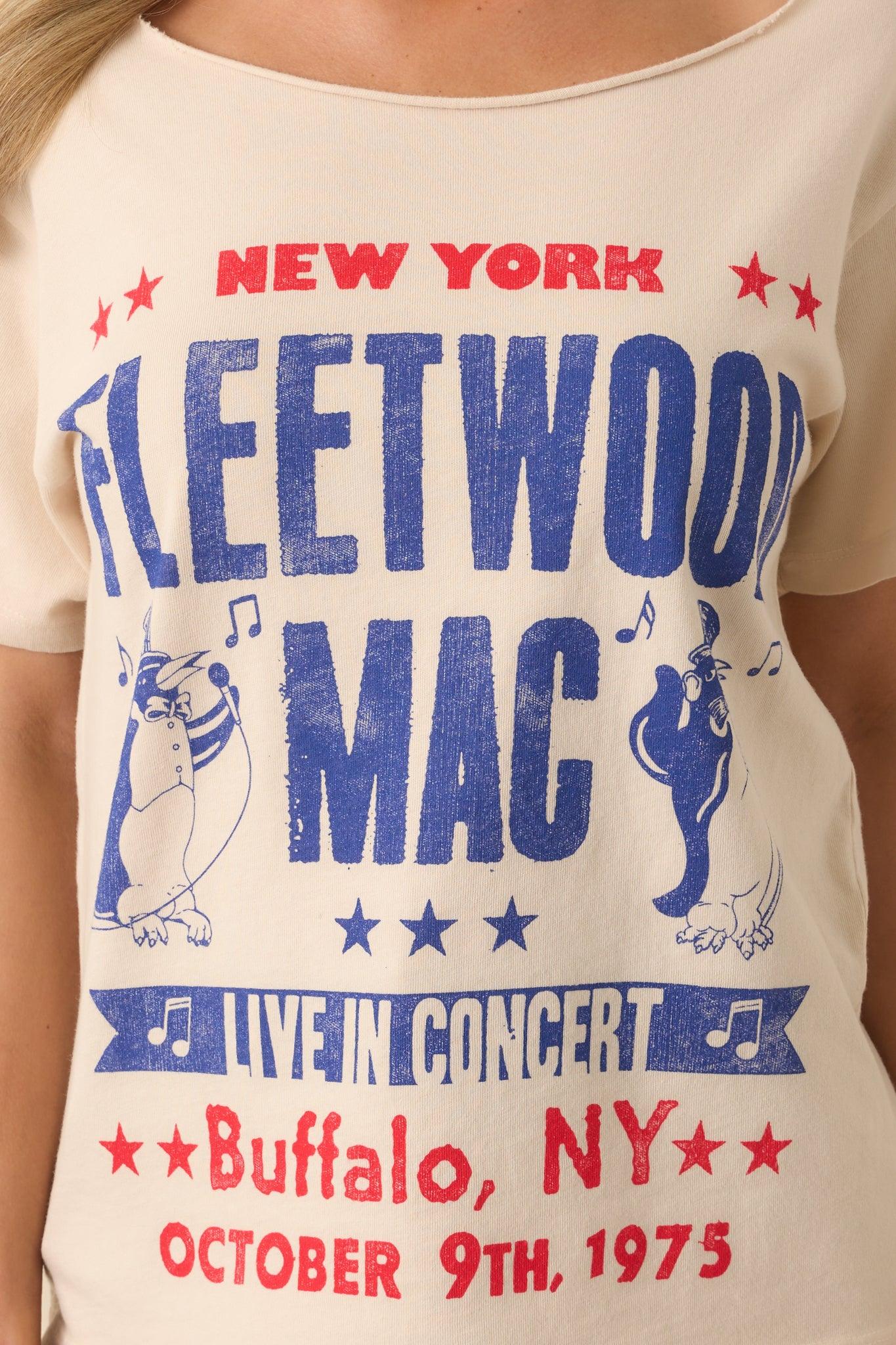 Fleetwood Mac Beige Cotton Live In Concert Off The Shoulder Tee Product Image