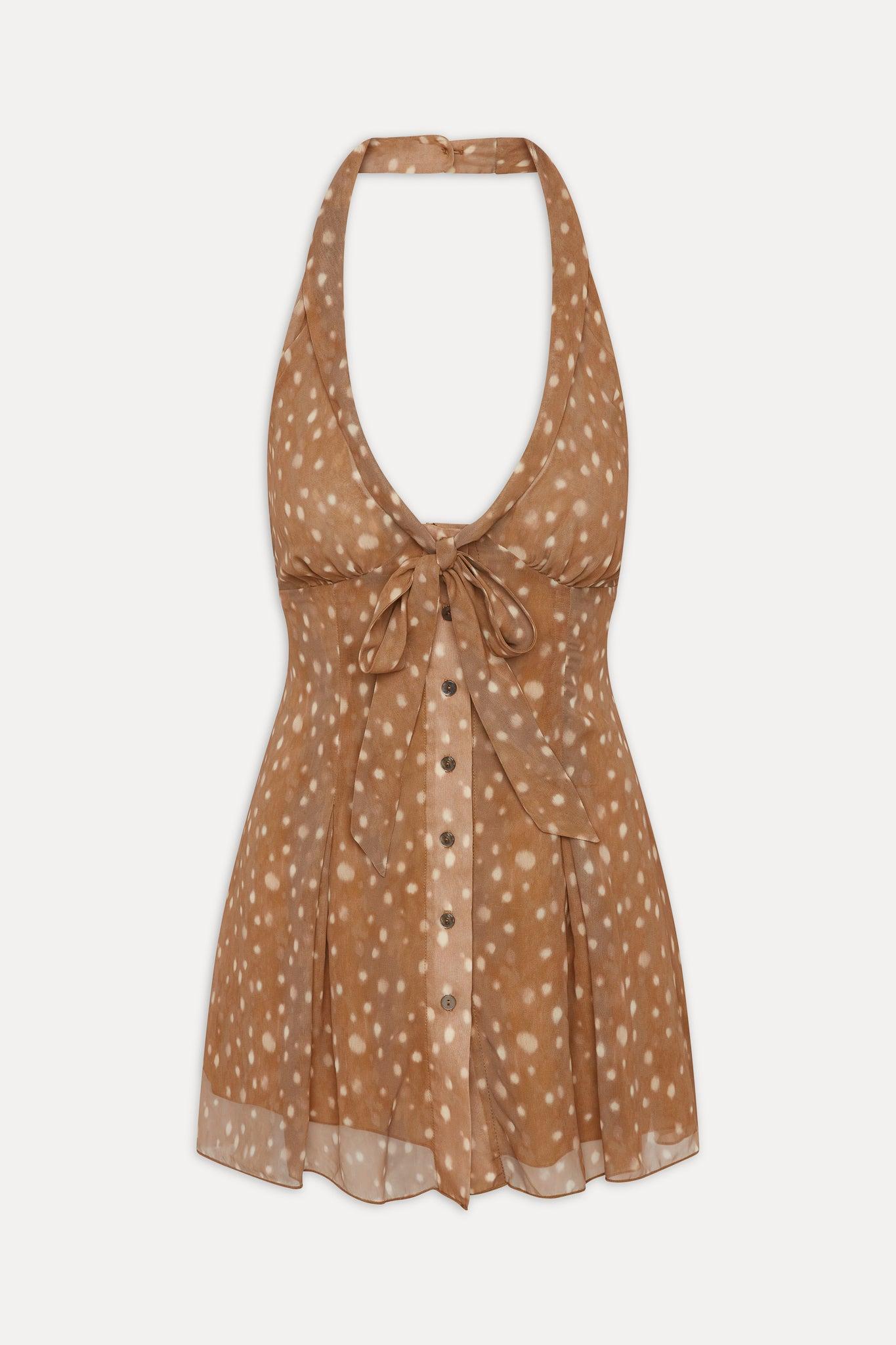Bloom Button Up Mini Dress - Fawn Product Image