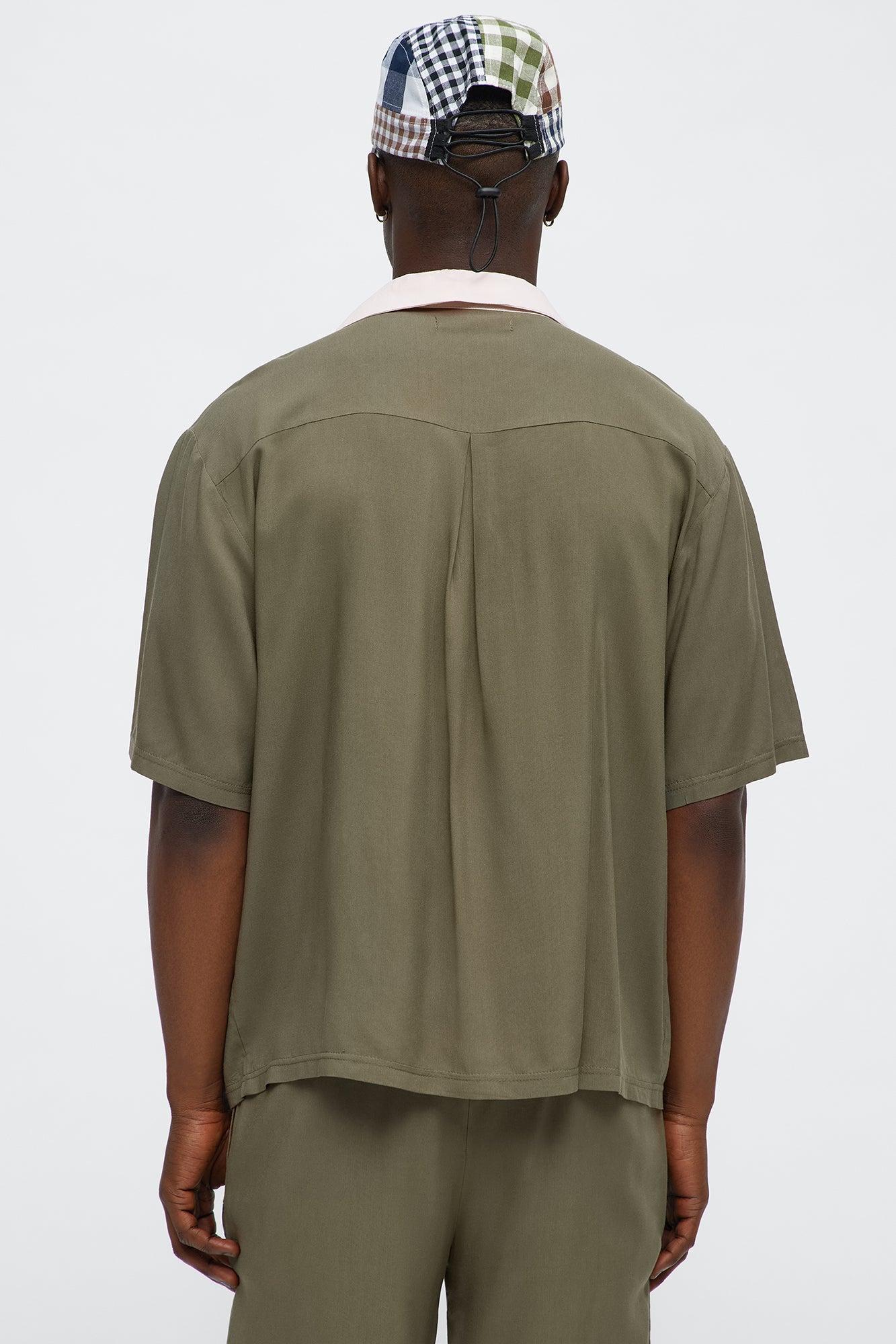 Regular Fit Satin Coach Button Up Shirt - Brown Combo Male Product Image