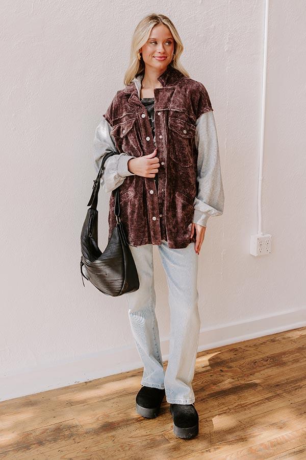 Trailside Talks Chenille Sweater in Dark Purple Product Image