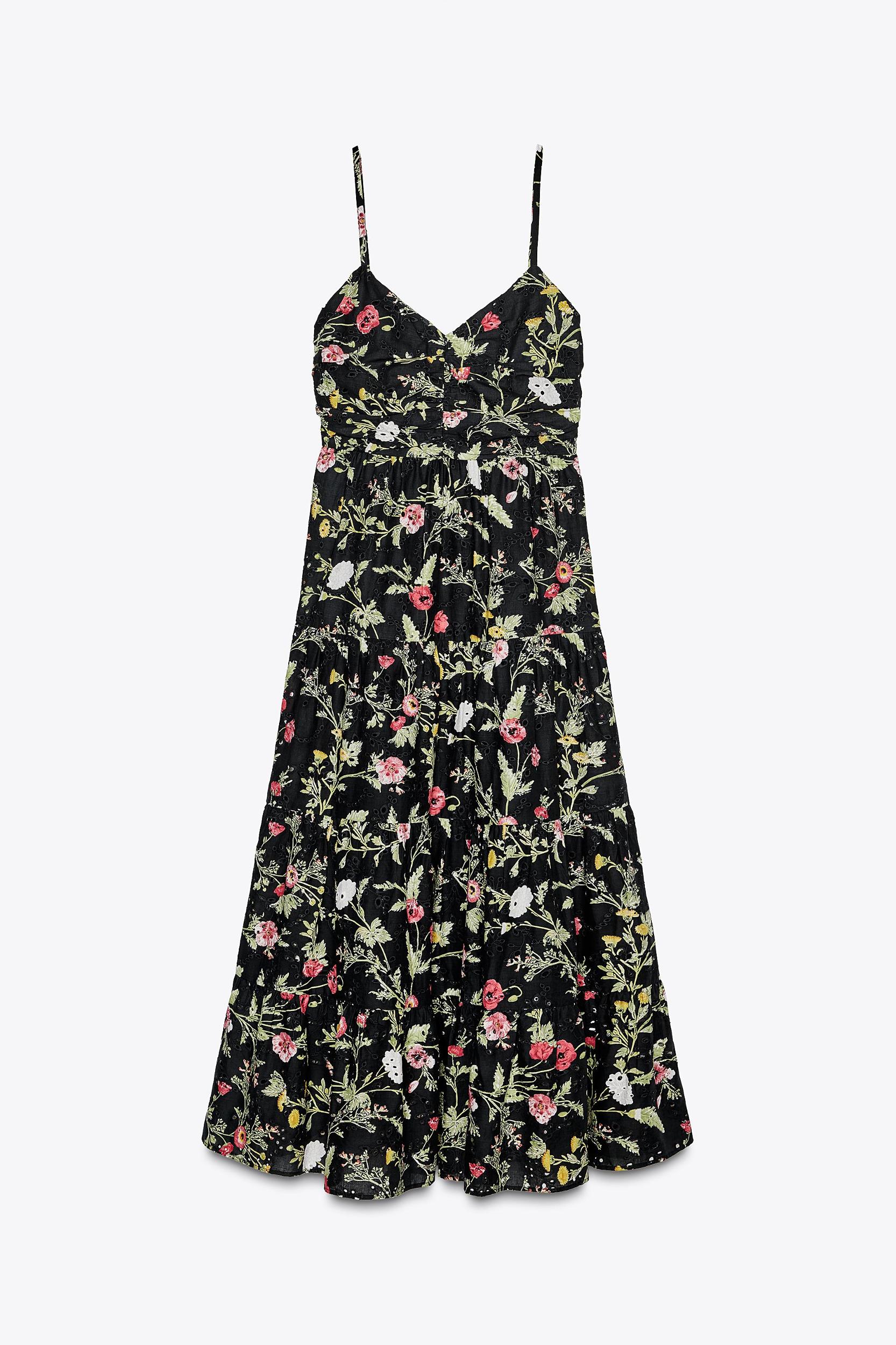 PRINTED MIDI DRESS WITH OPENWORK EMBROIDERY Product Image