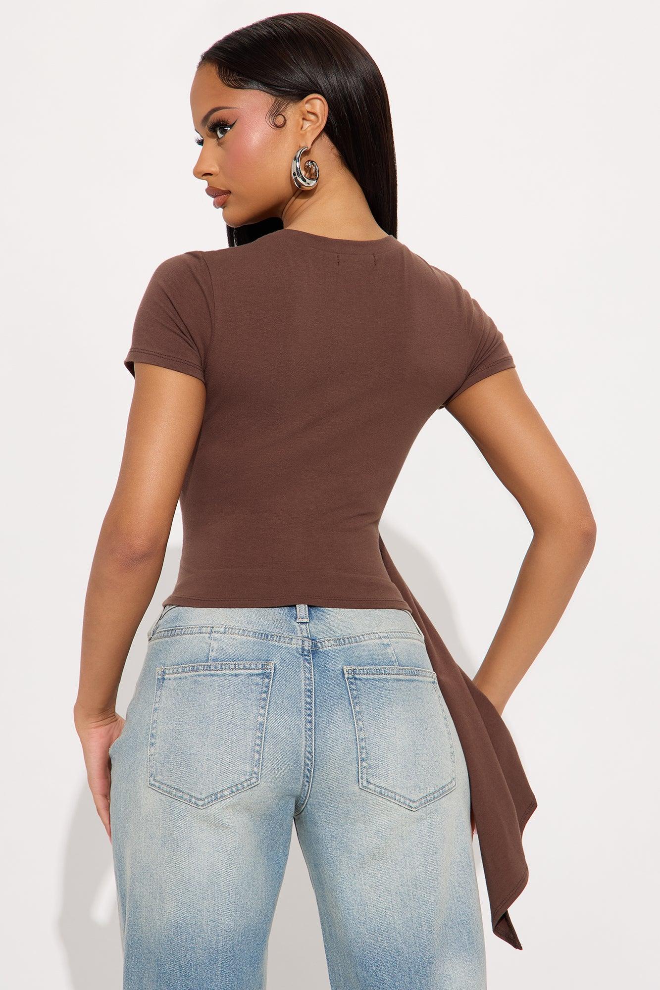 Polly Draped Short Sleeve Tshirt - Brown Female Product Image