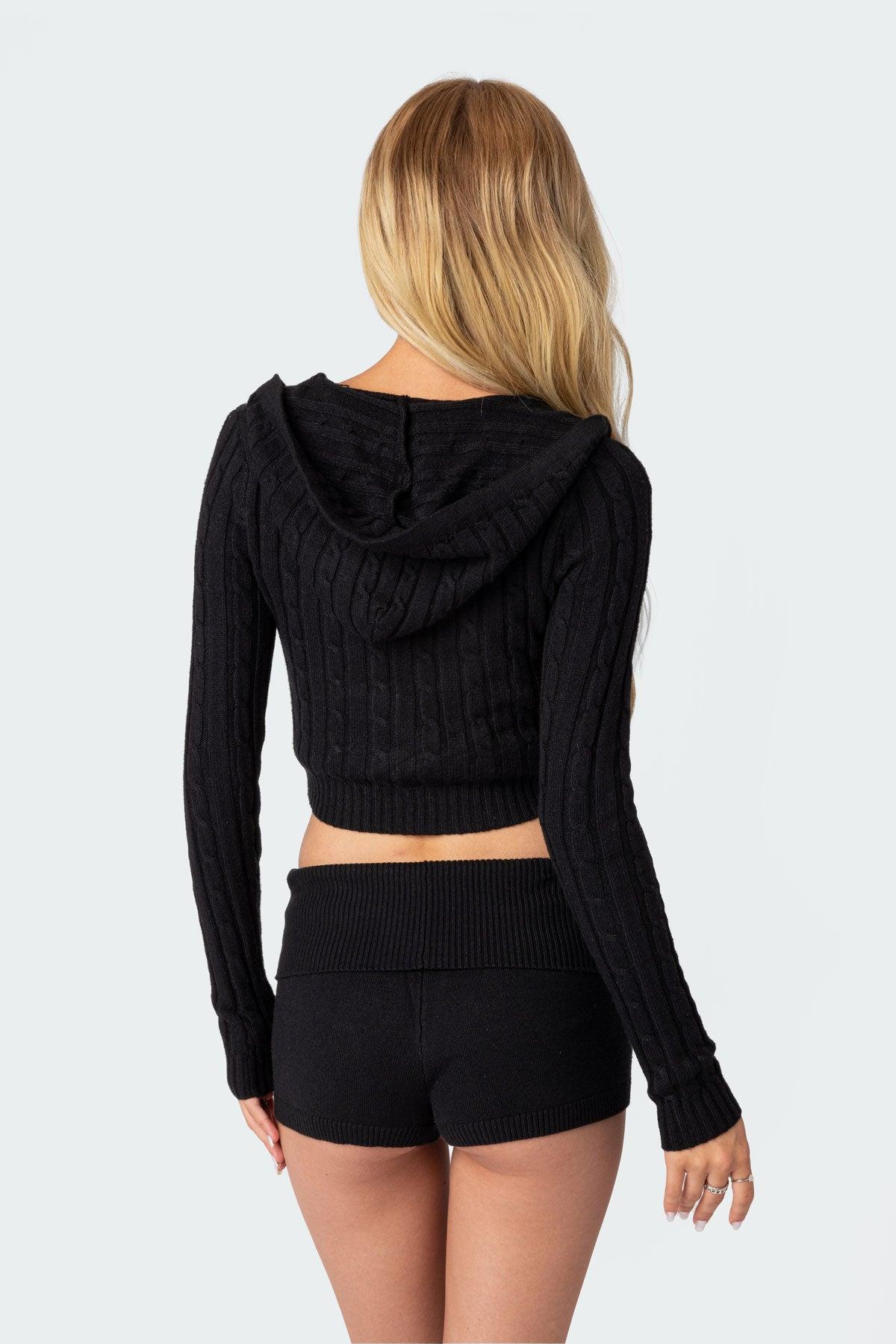 Cable Knit Zip Up Cardigan Product Image