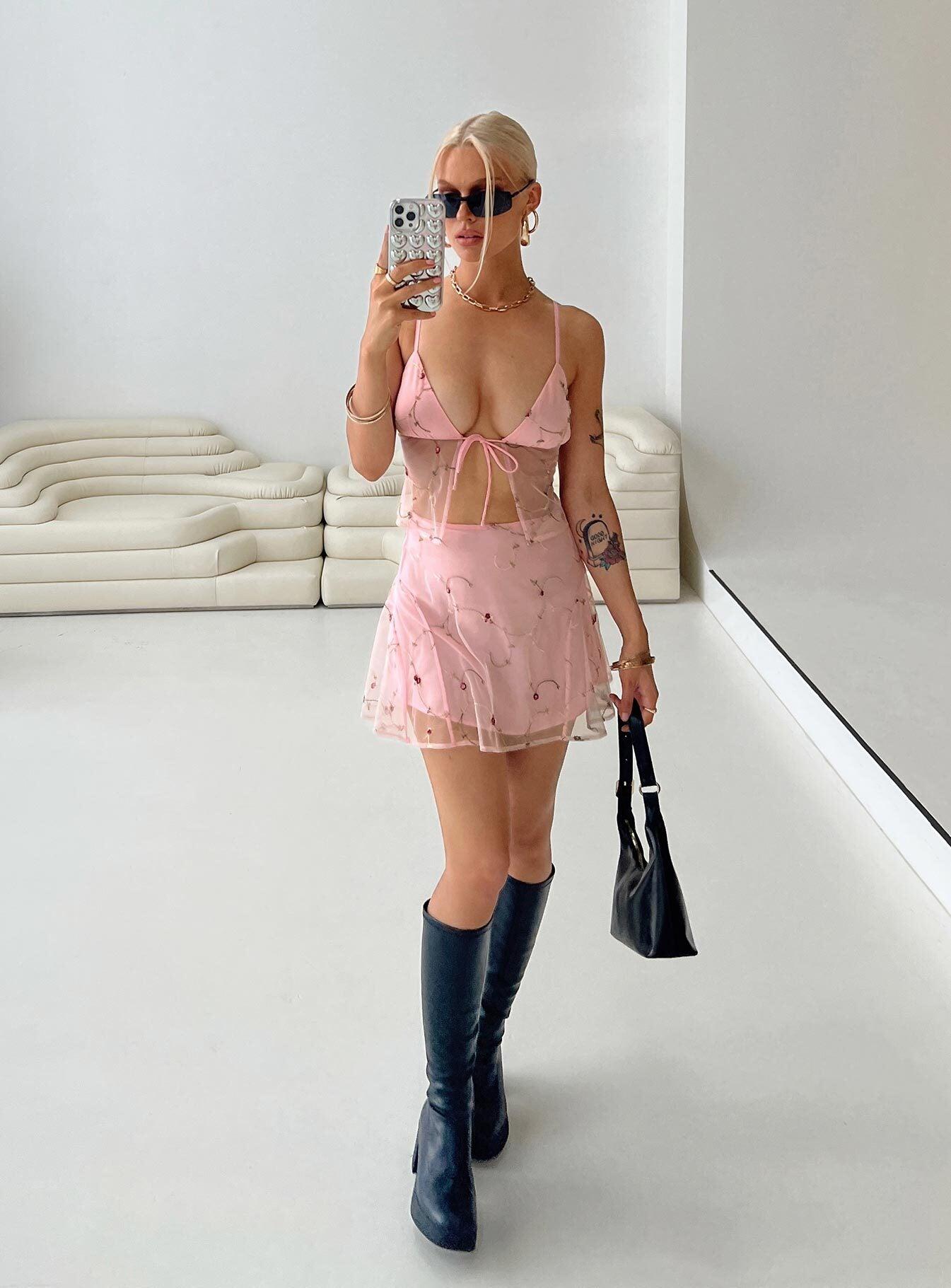 Rosen Mini Skirt Pink Floral Product Image