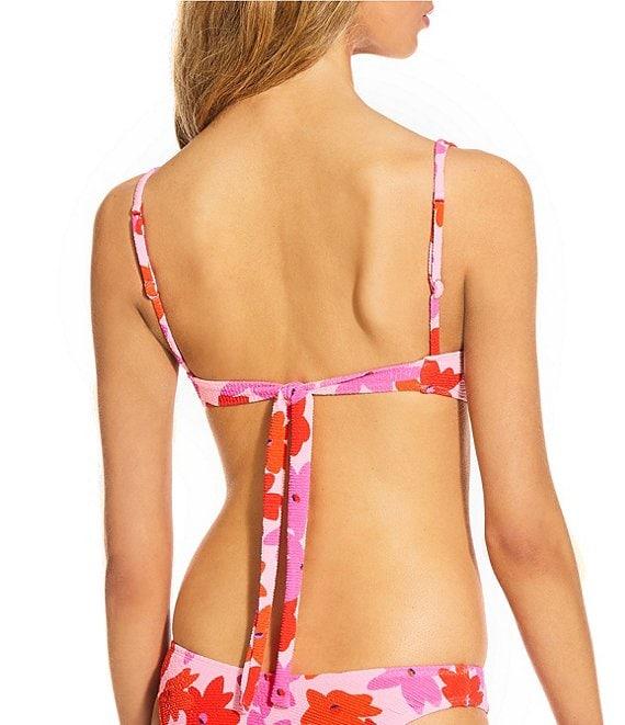 GB Modern Floral Scrunchie Textured Extra High Leg Scoop Front Swim Bottom Product Image