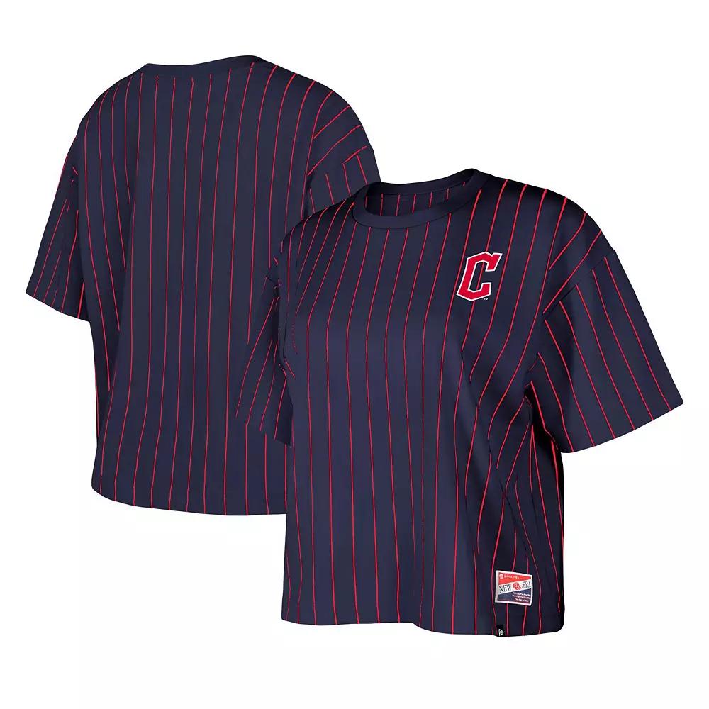 Women's New Era Navy Boston Red Sox Boxy Pinstripe T-Shirt,  Product Image