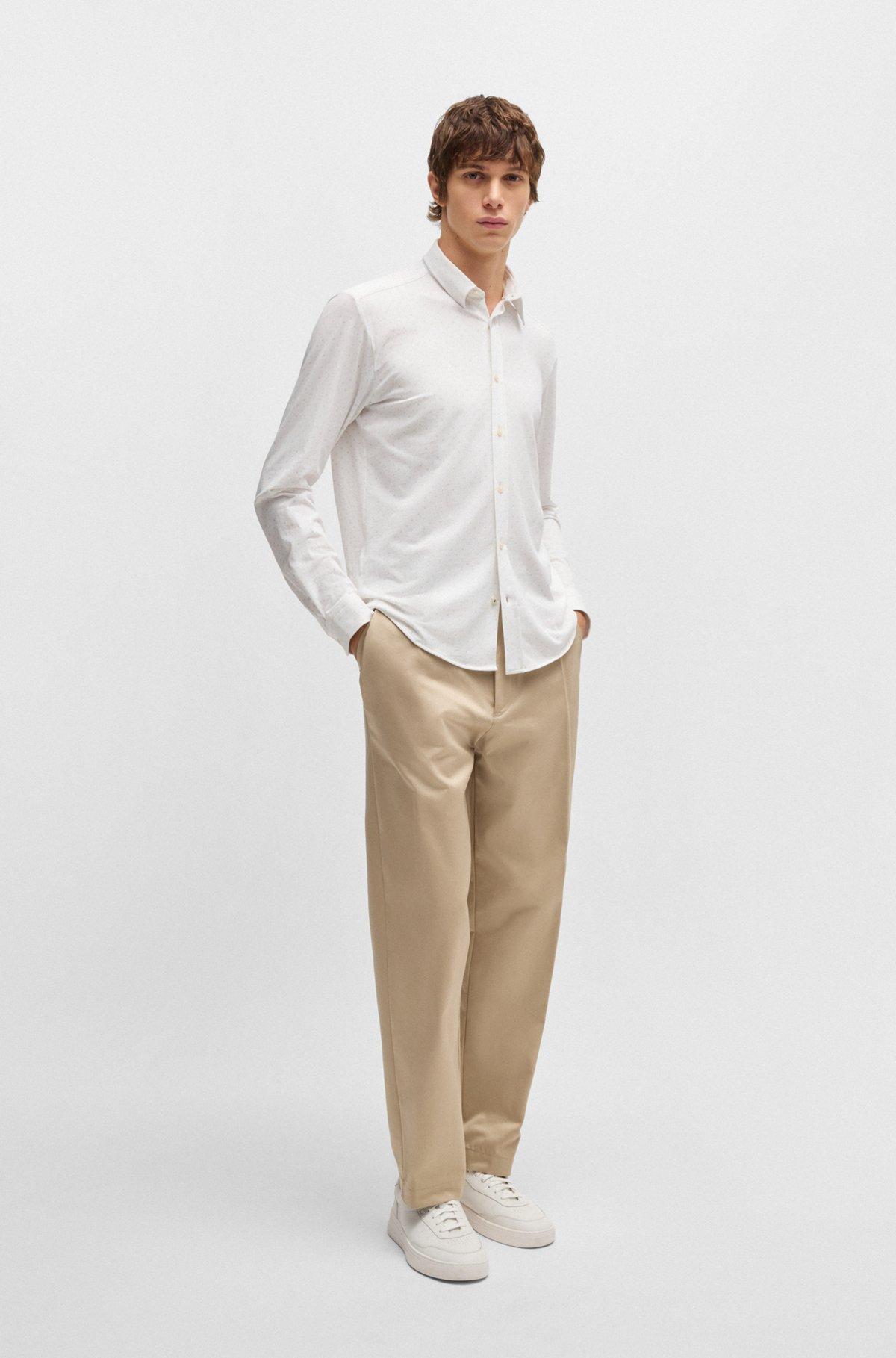 Slim-fit shirt in printed stretch-cotton jersey Product Image