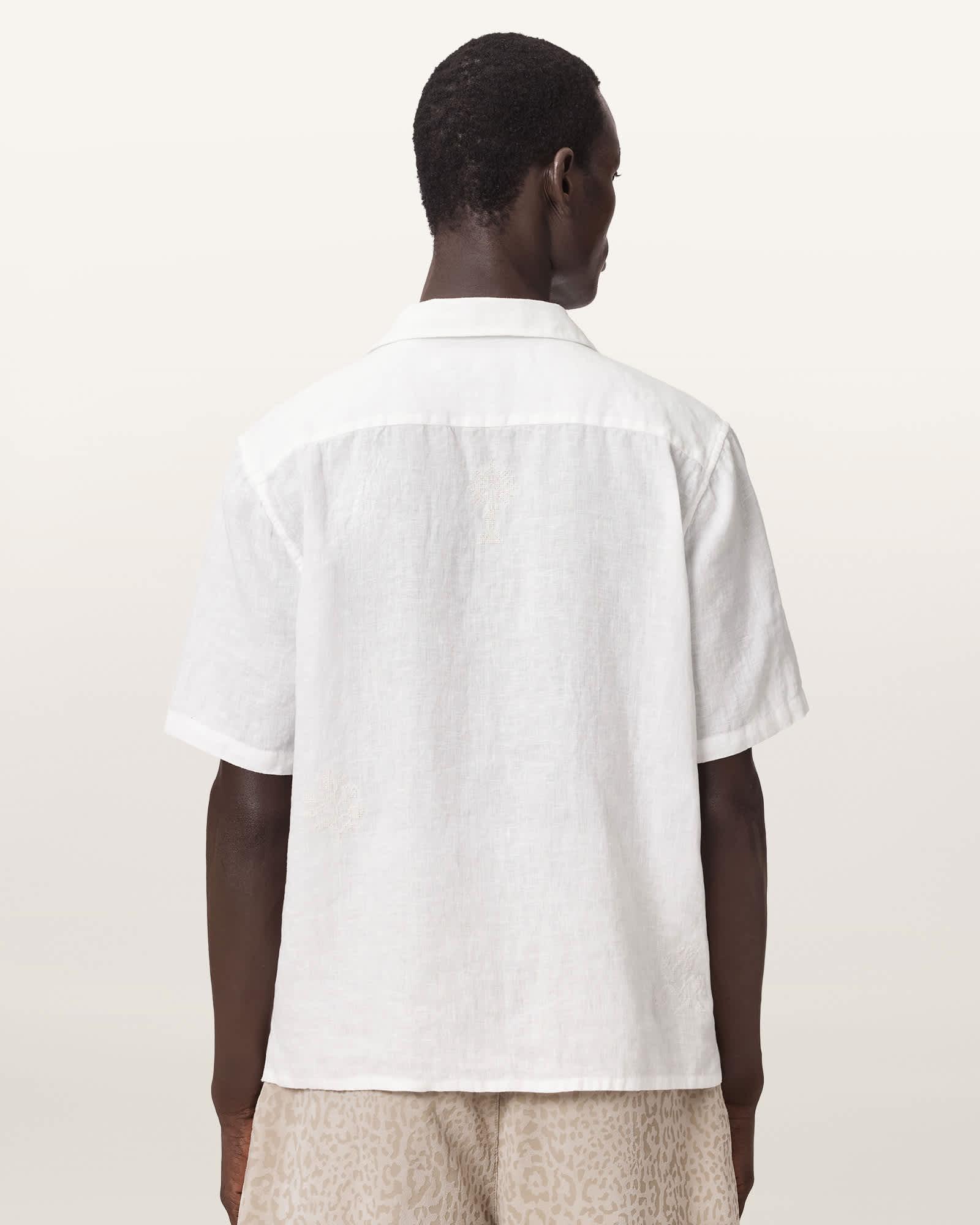 Sepal Short Sleeve Boxy Linen Shirt White | ALLSAINTS US Product Image