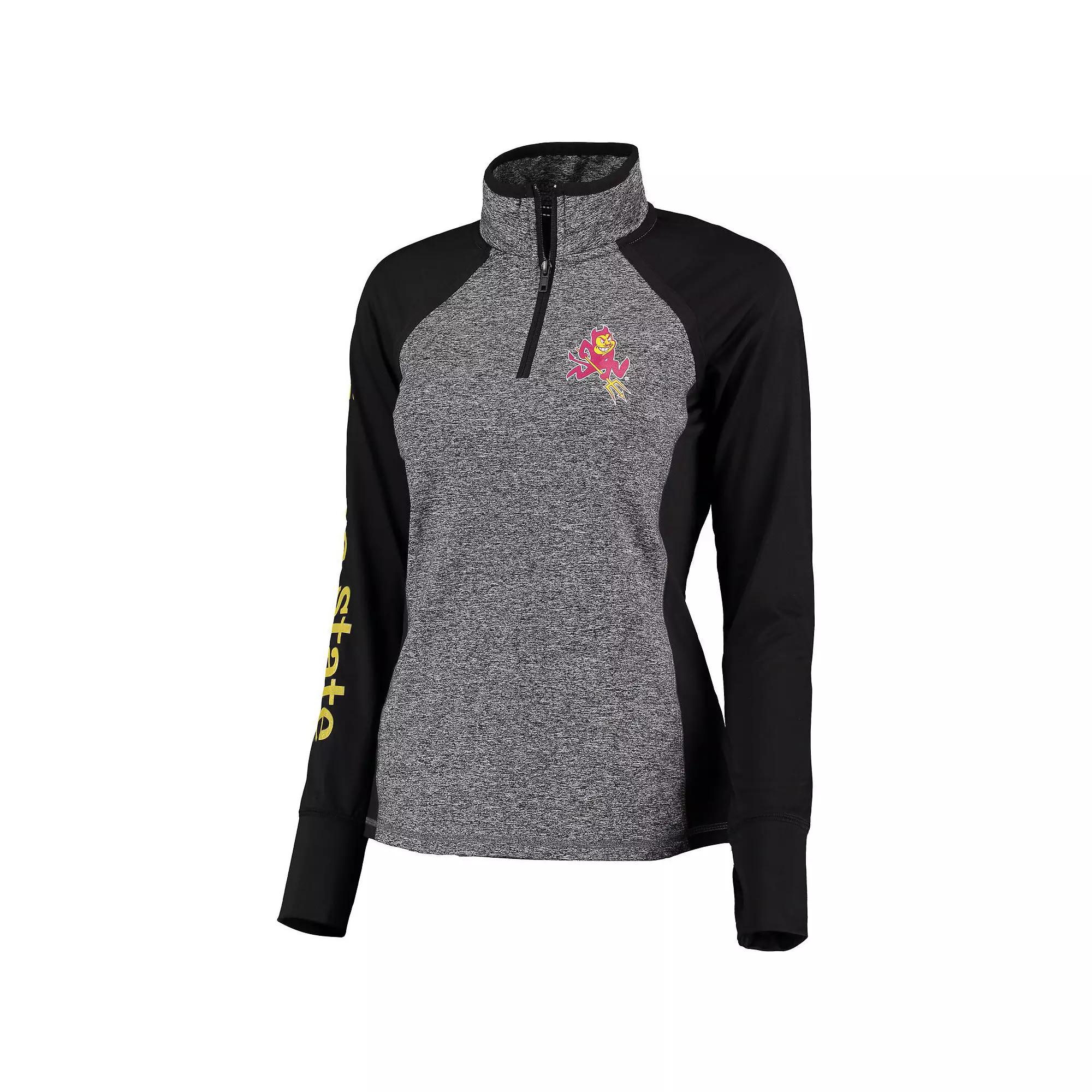 Women's Gray/Black Arizona State Sun Devils Finalist Quarter-Zip Pullover Jacket, Size: Medium, Grey Product Image