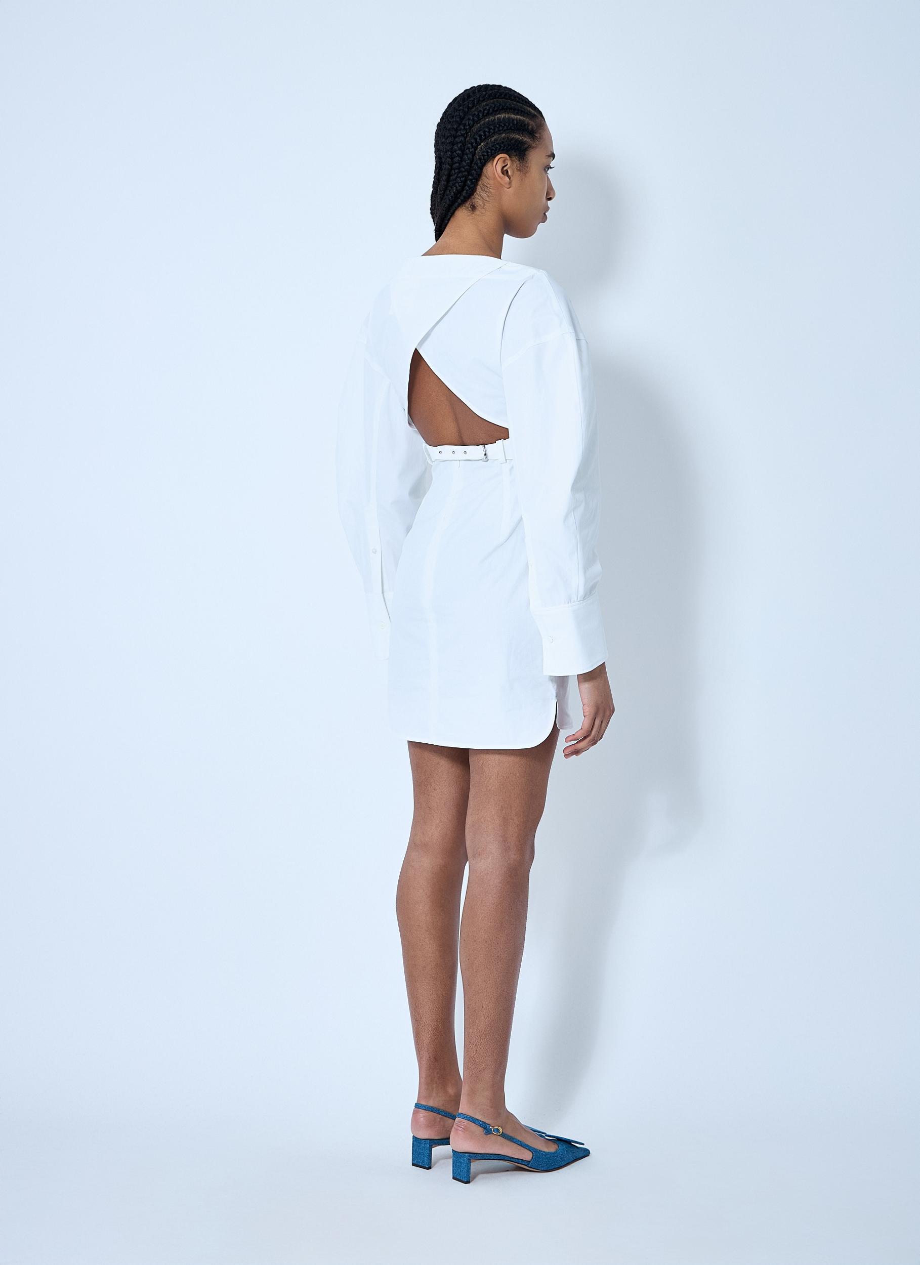 JACQUEMUS La Casaco Long Sleeve Cotton Shirtdress In White Product Image