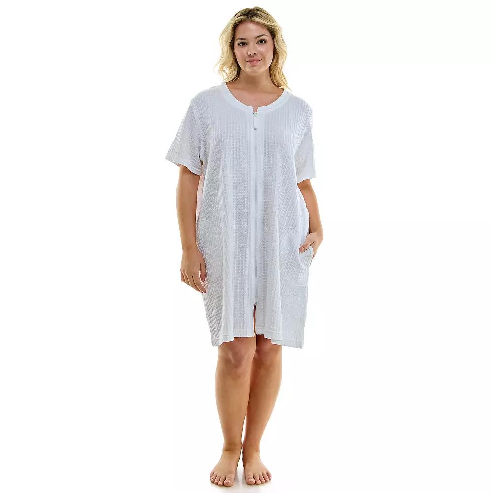 Plus Size Croft & Barrow® Zip Front Robe, Women's, Size: 1XL, White Solid Product Image