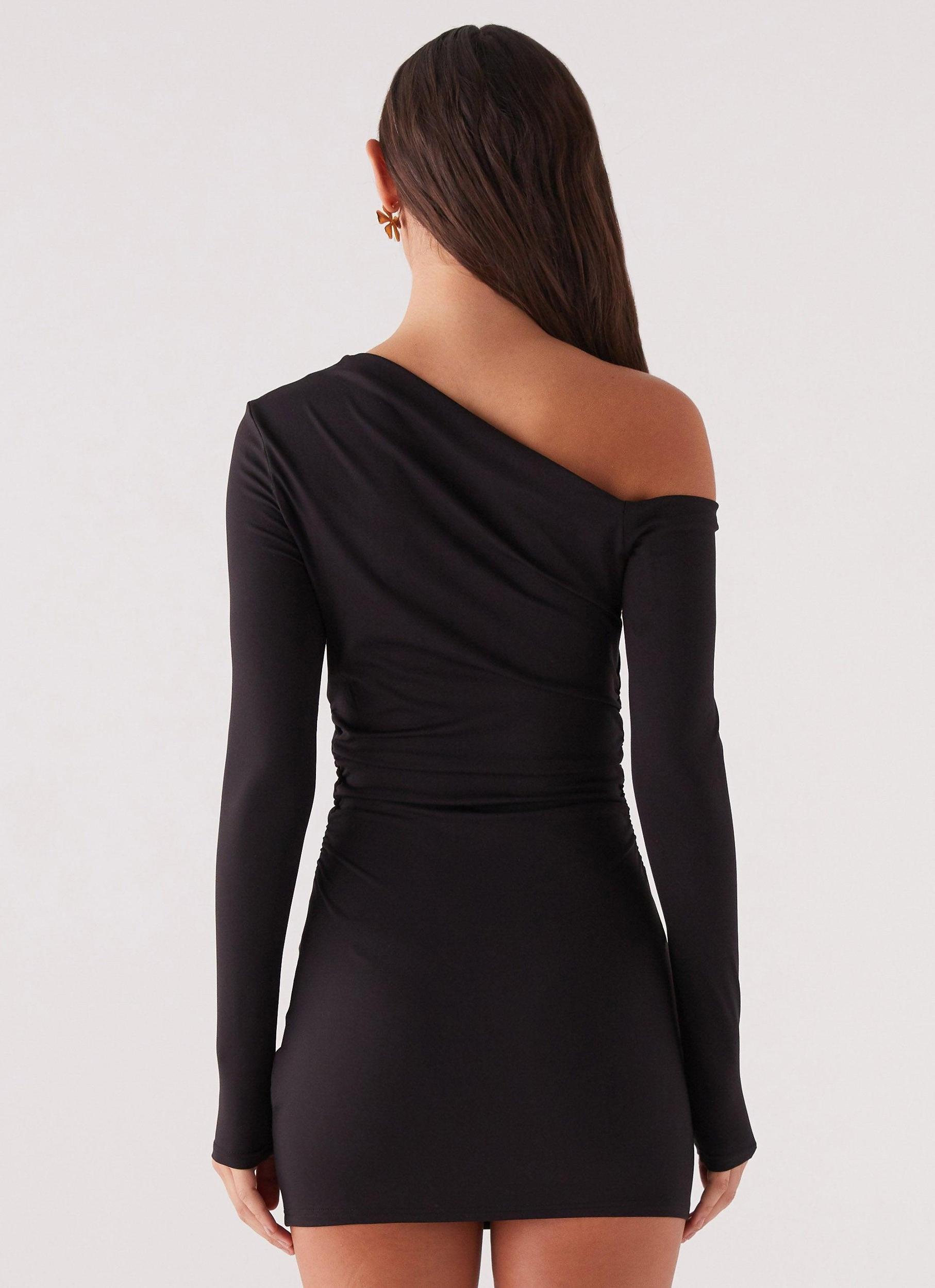 Hailey Off Shoulder Mini Dress - Black Product Image
