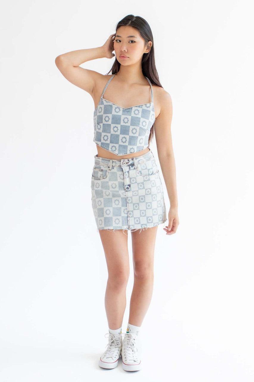 Light Daisy Denim Skirt Product Image