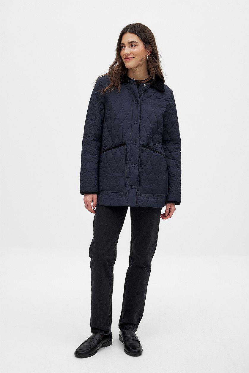 Corderoy Detail Quilted Jacket Product Image