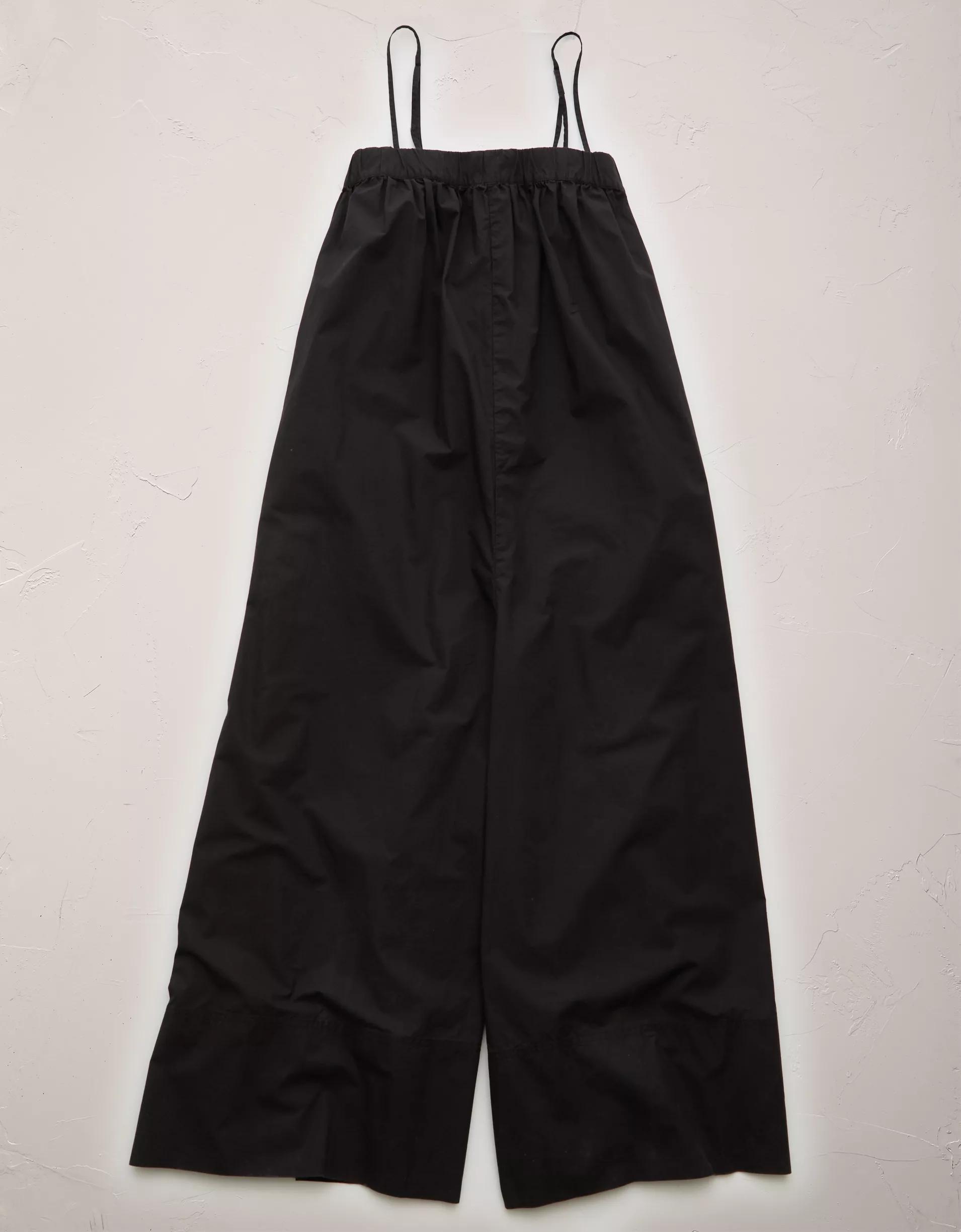AE77 Premium Wide-Leg Cropped Poplin Jumpsuit Product Image