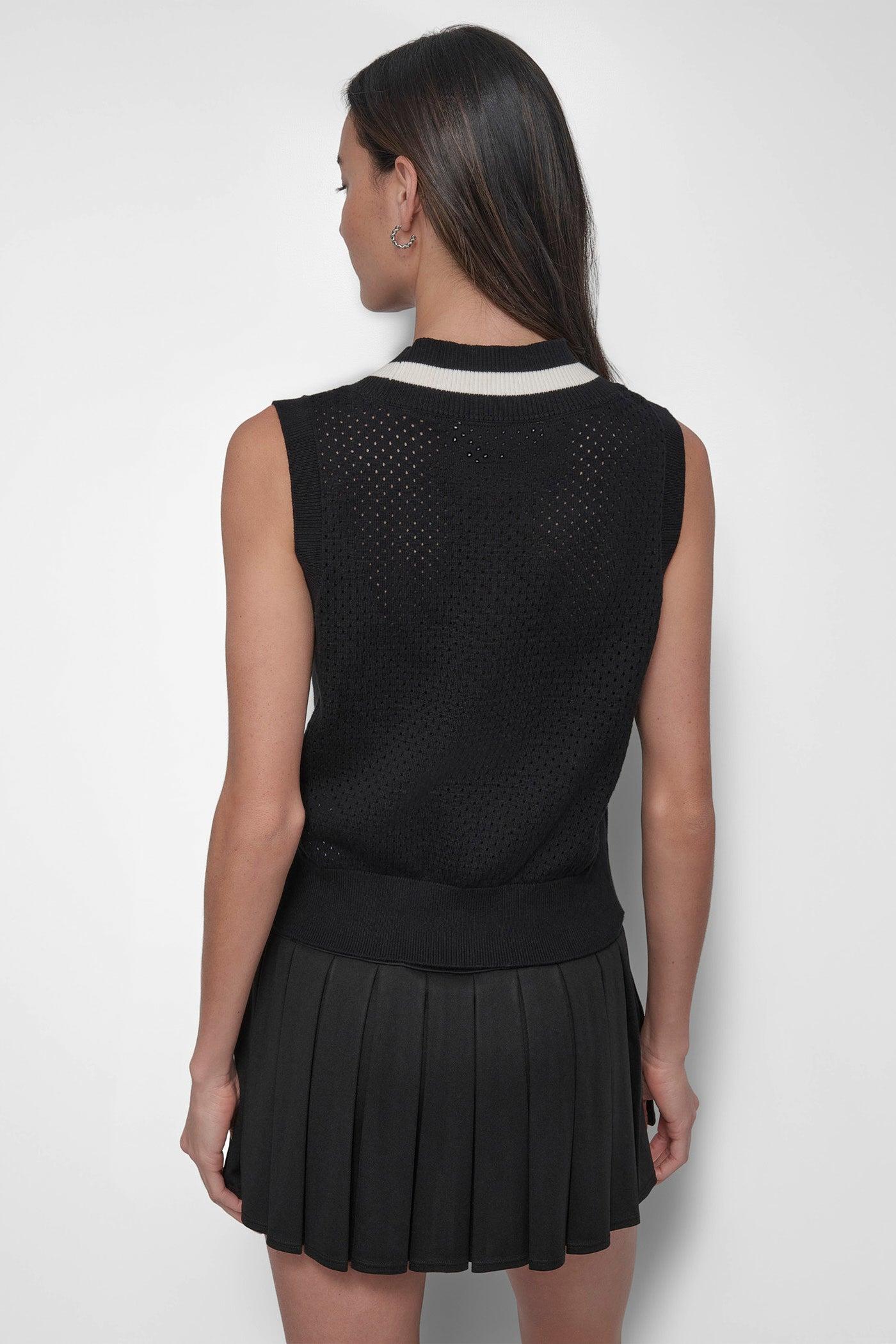 STRIPED MESH POINTELLE SWEATER VEST Product Image