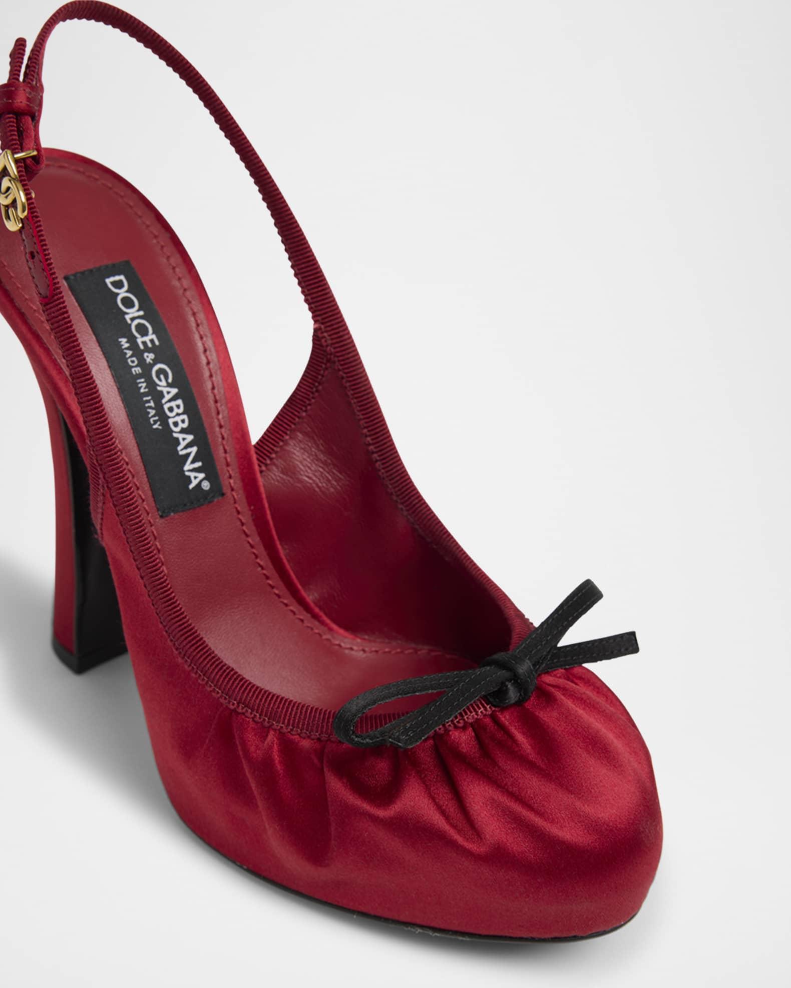 Satin Bow Slingback Ballerina Pumps Product Image