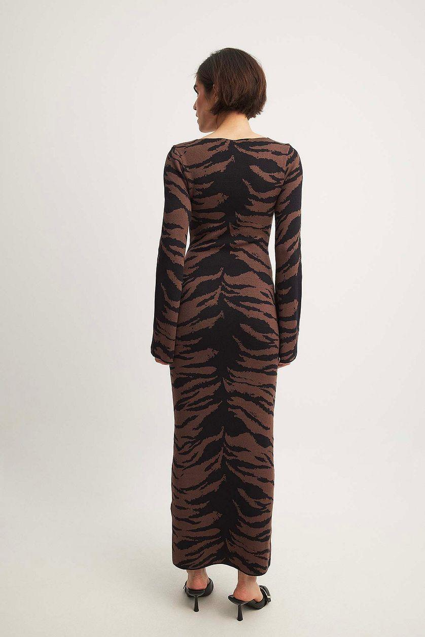 Wide Sleeve Knitted Maxi Dress Multicolor Product Image