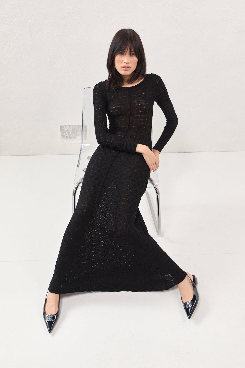Zelda Knit Maxi Dress Black Product Image