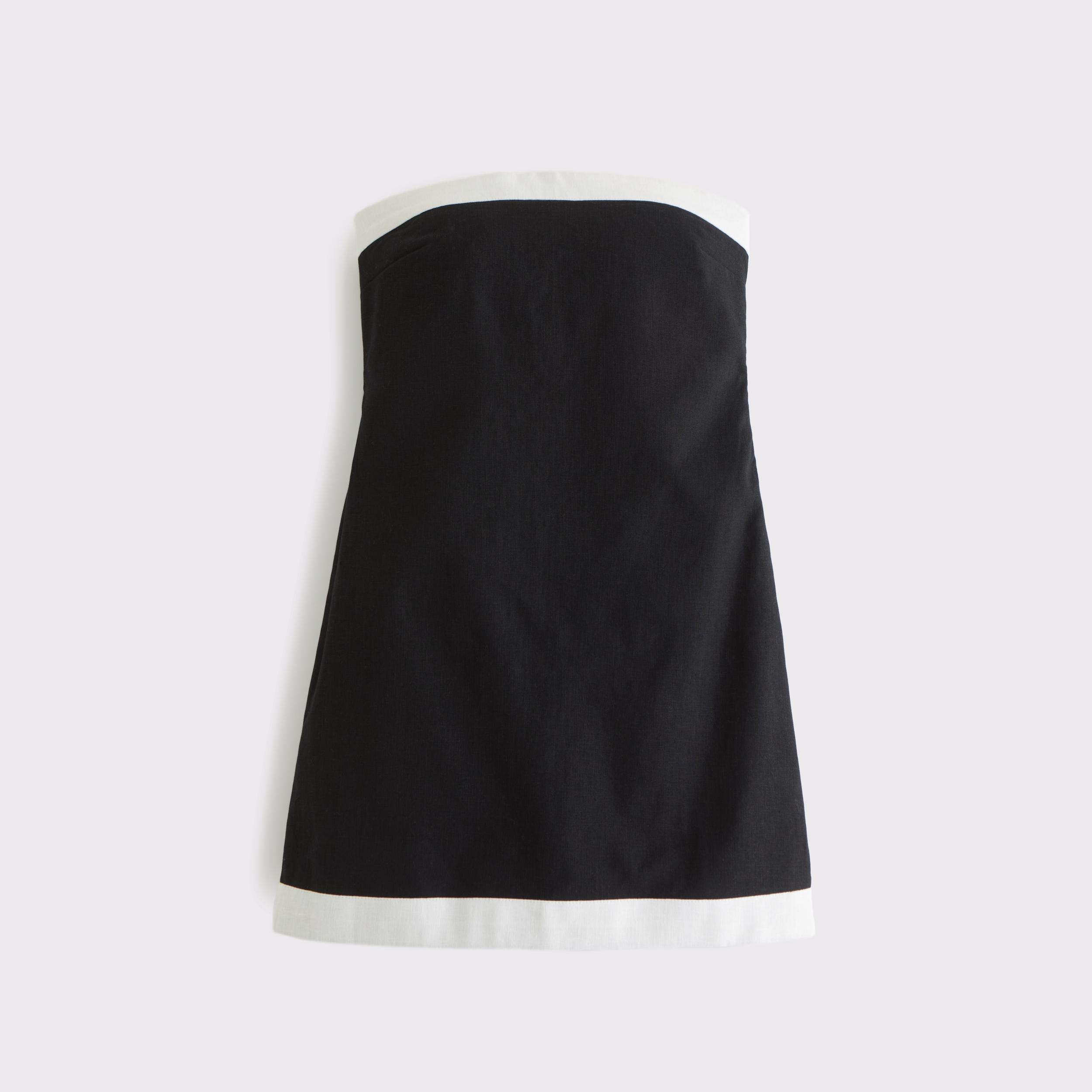 The A&F Scarlett Strapless Linen-Blend Skort Product Image