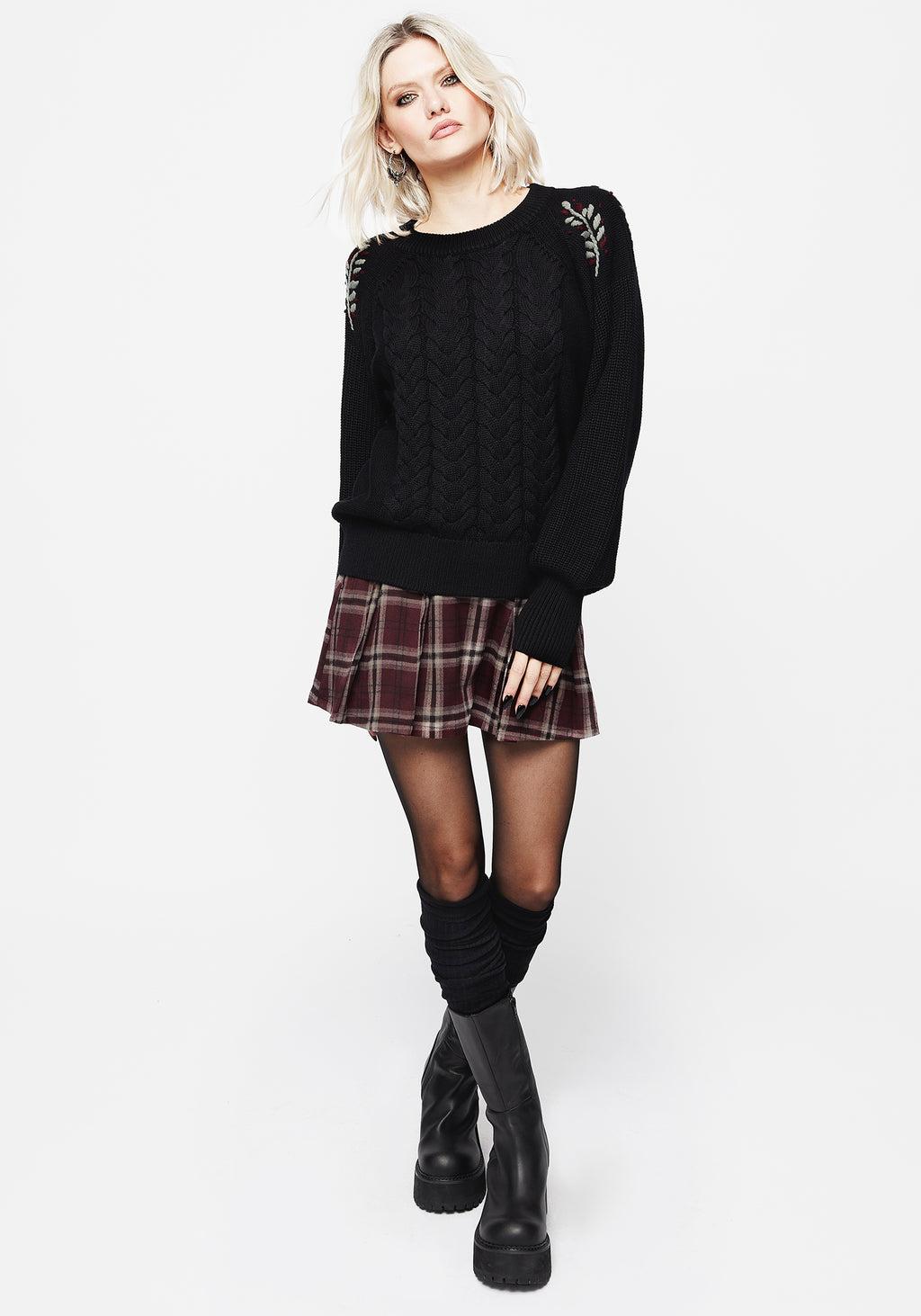 Patrice Embroidered Cable Knit Sweater Product Image