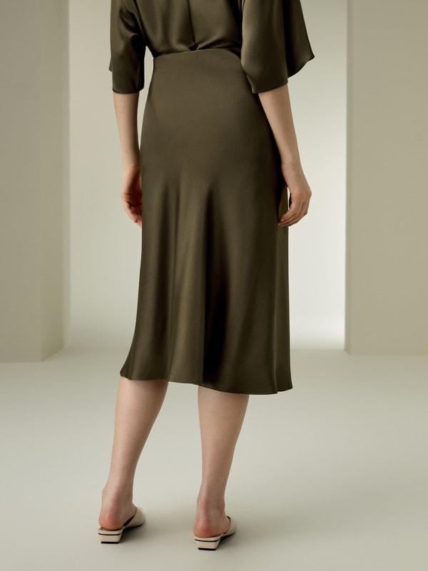 Bias-cut Silk Midi Skirt Product Image