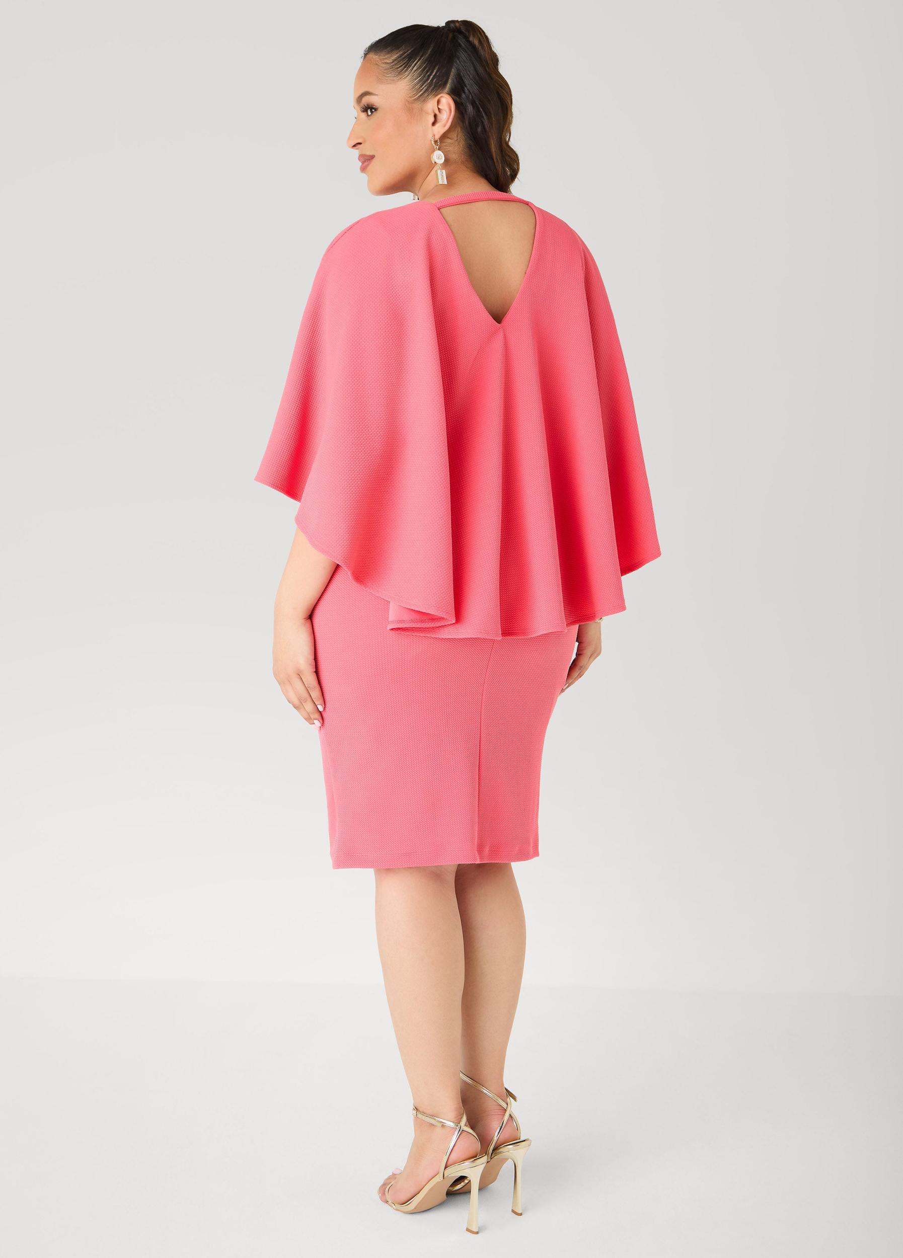 Textured Cape Sheath Dress Product Image