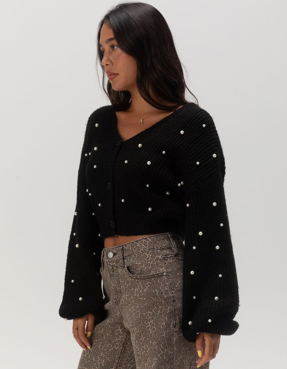 WEST OF MELROSE Pearl Womens Cardigan - BLACK Product Image
