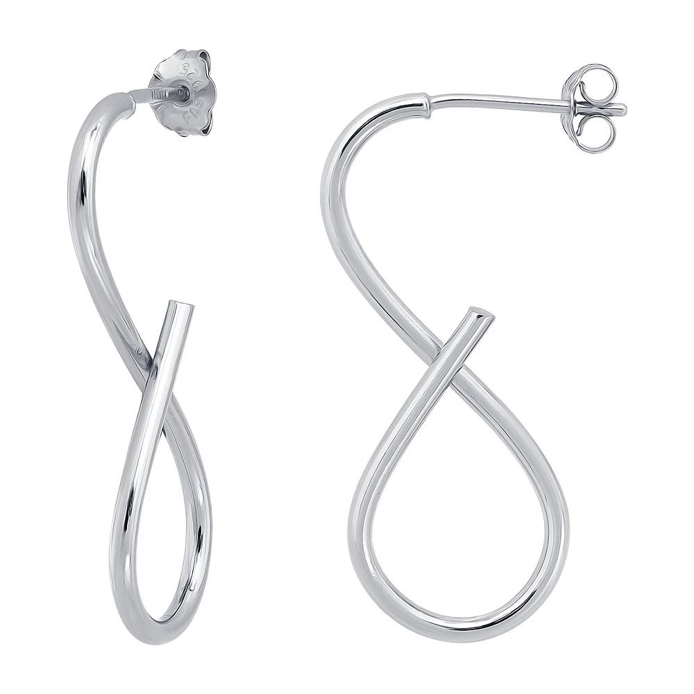 Aleure Precioso Sterling Silver Infinity Drop Earrings, Women's, Silver Tone Product Image