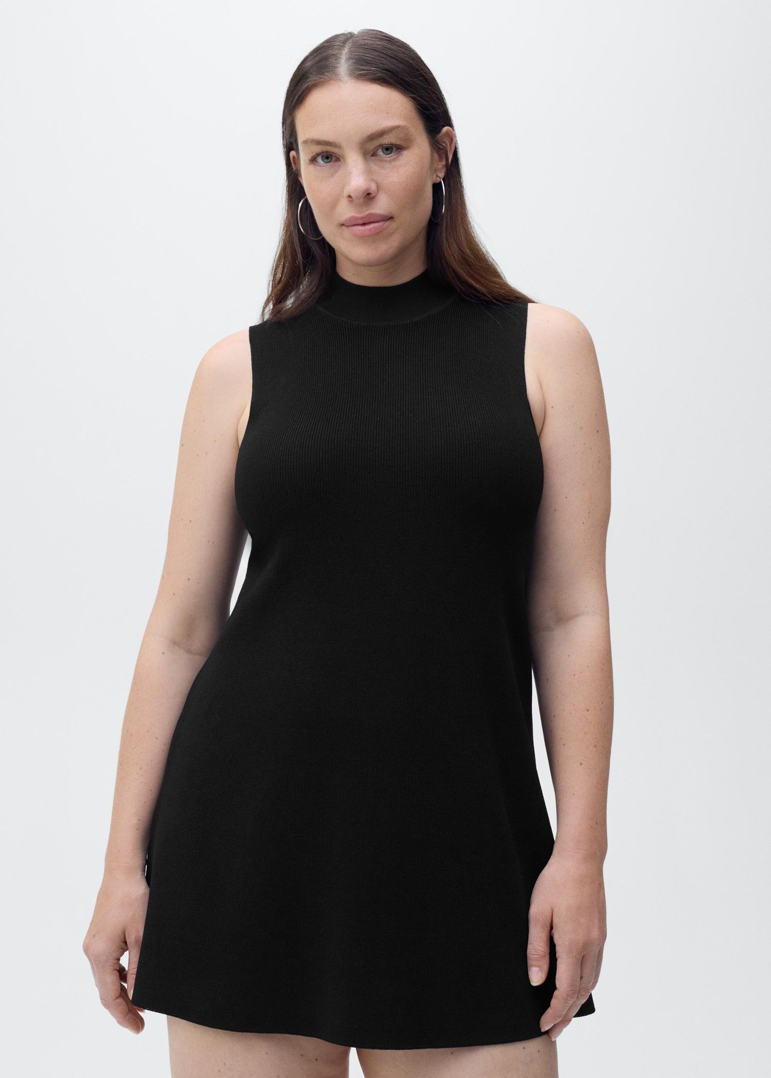 Perkins-neck knitted dress - Women | MANGO USA Product Image