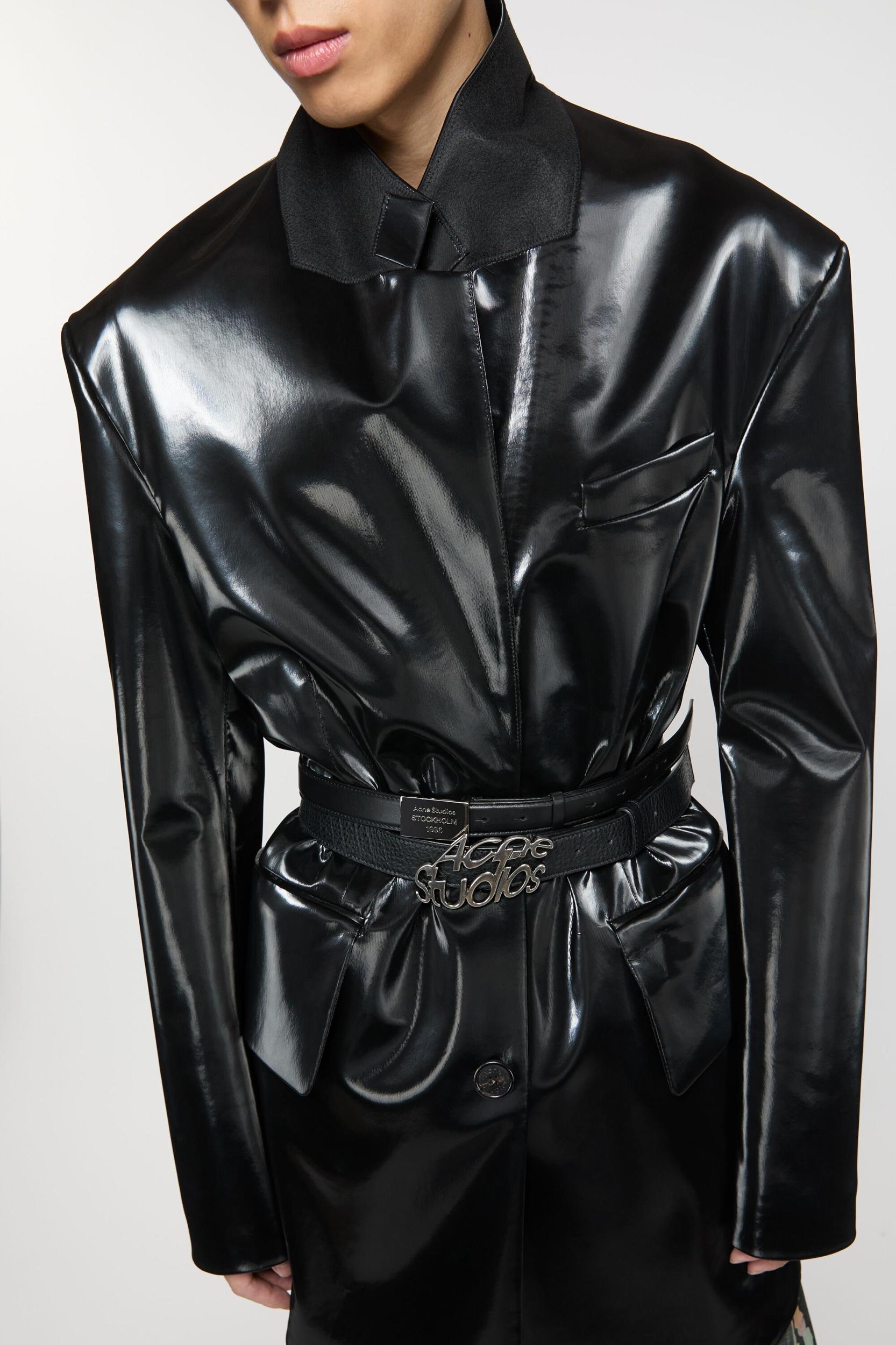 Single-breasted glossed overcoat Product Image