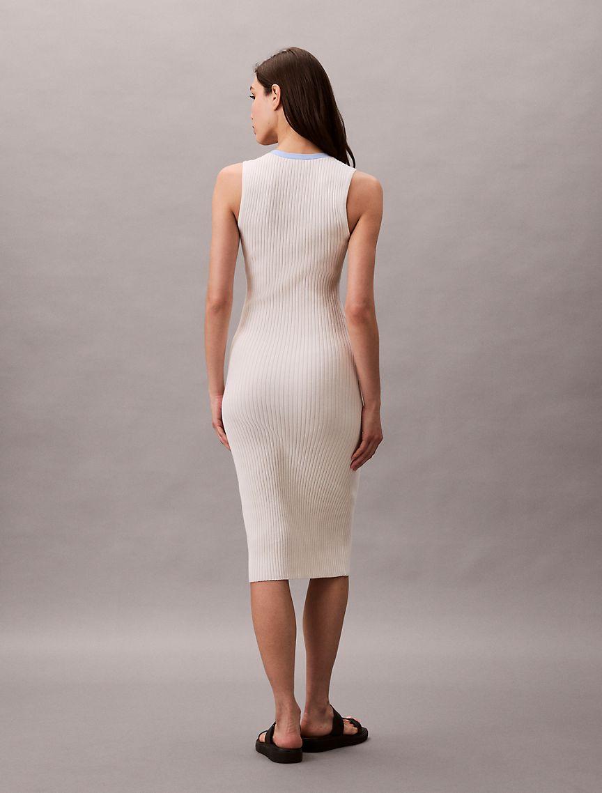 Cotton Rib V-Neck Dress Product Image