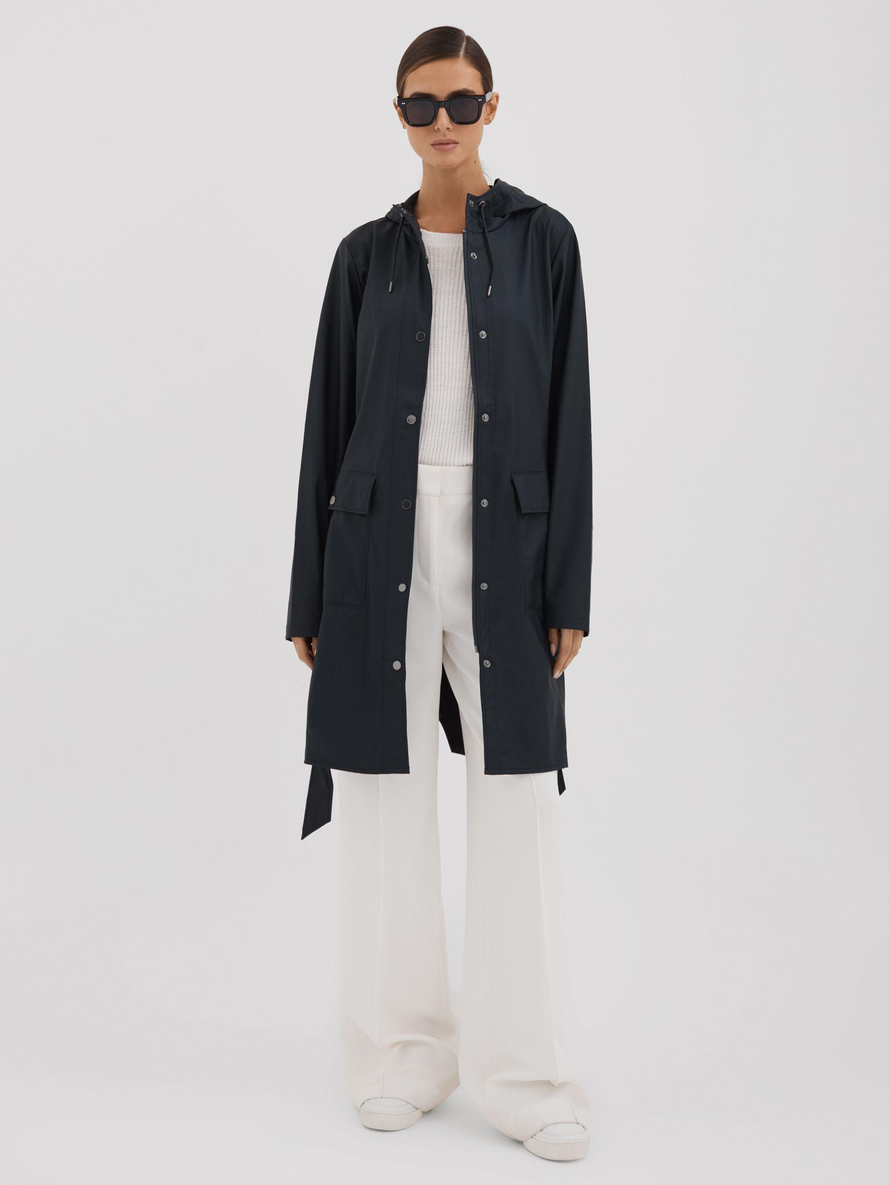 Rains Navy Belted Raincoat in Navy Product Image