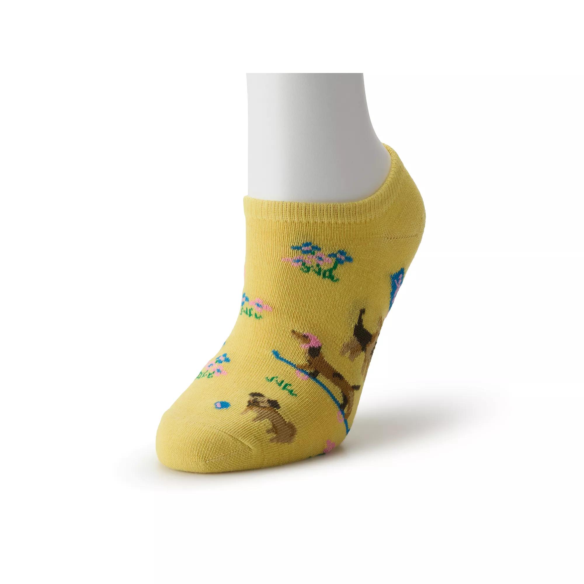 Women's Pooches Gracias No Show Socks, Size: 9-11, Yellow Product Image