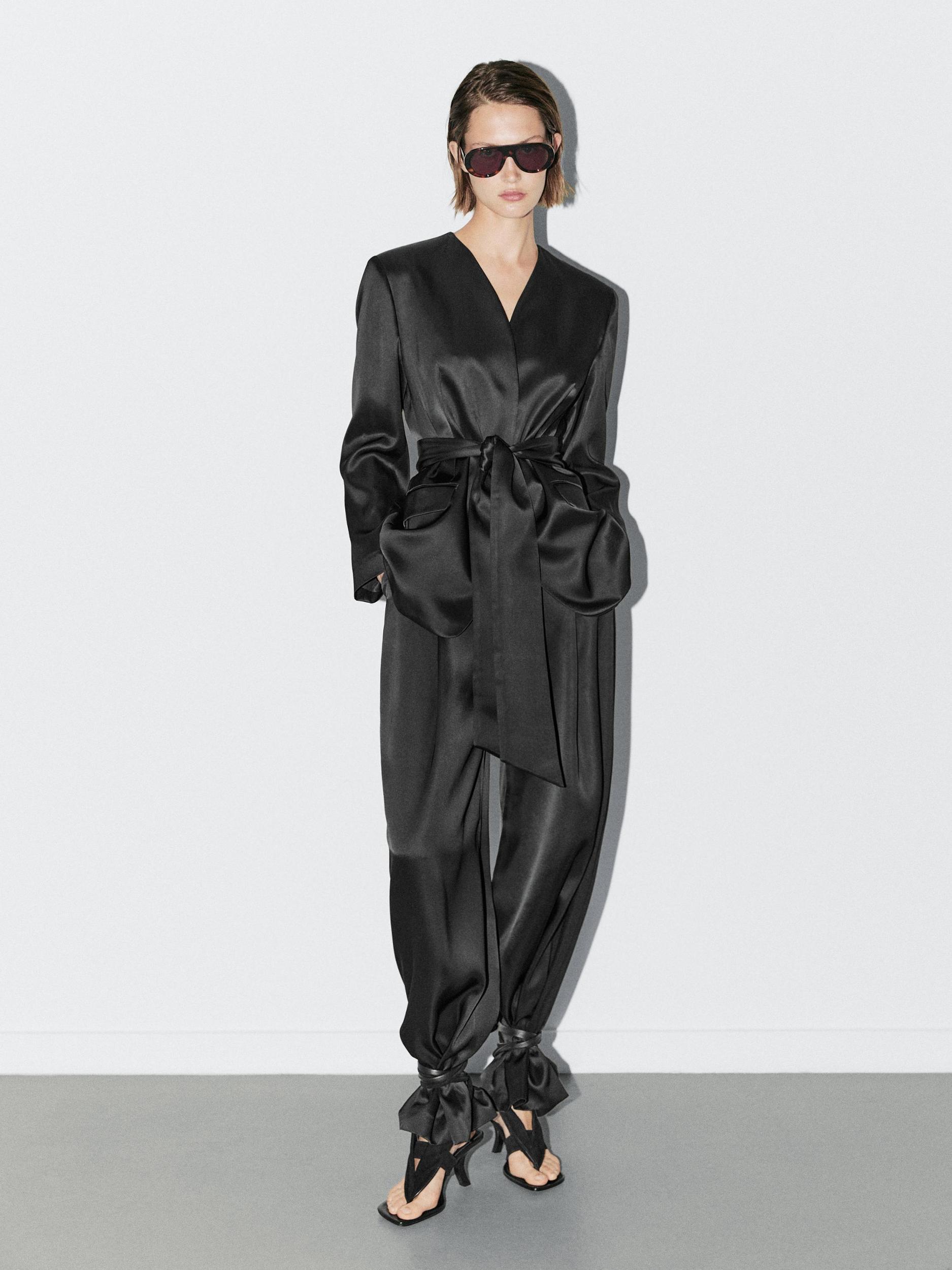 Satin blazer with scarf detail - STUDIO Product Image