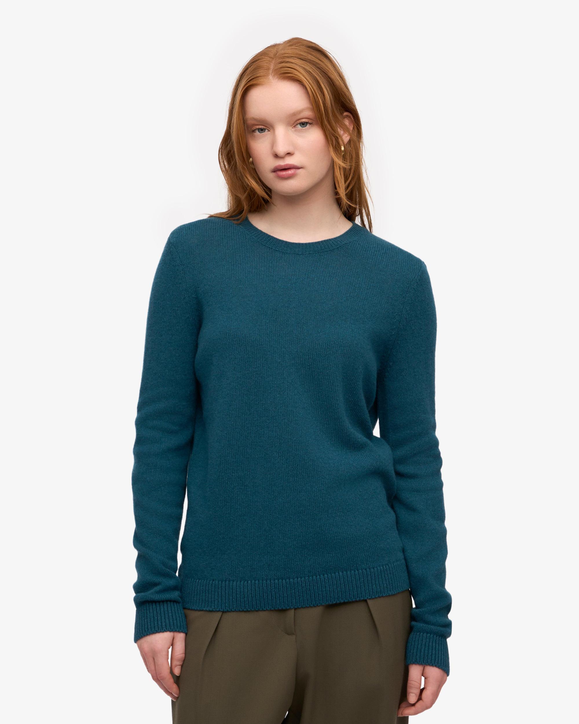 Women Classic Merino Wool Crew - Ocean Green Product Image