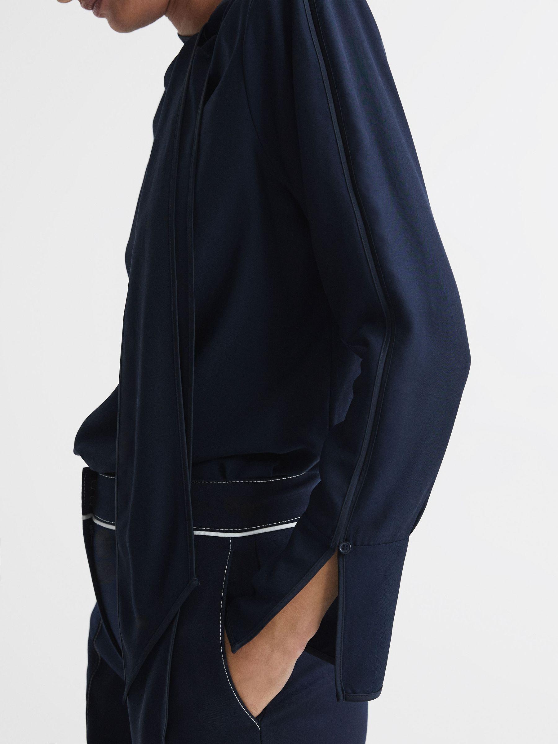 Tie Neck Blouse in Navy Product Image