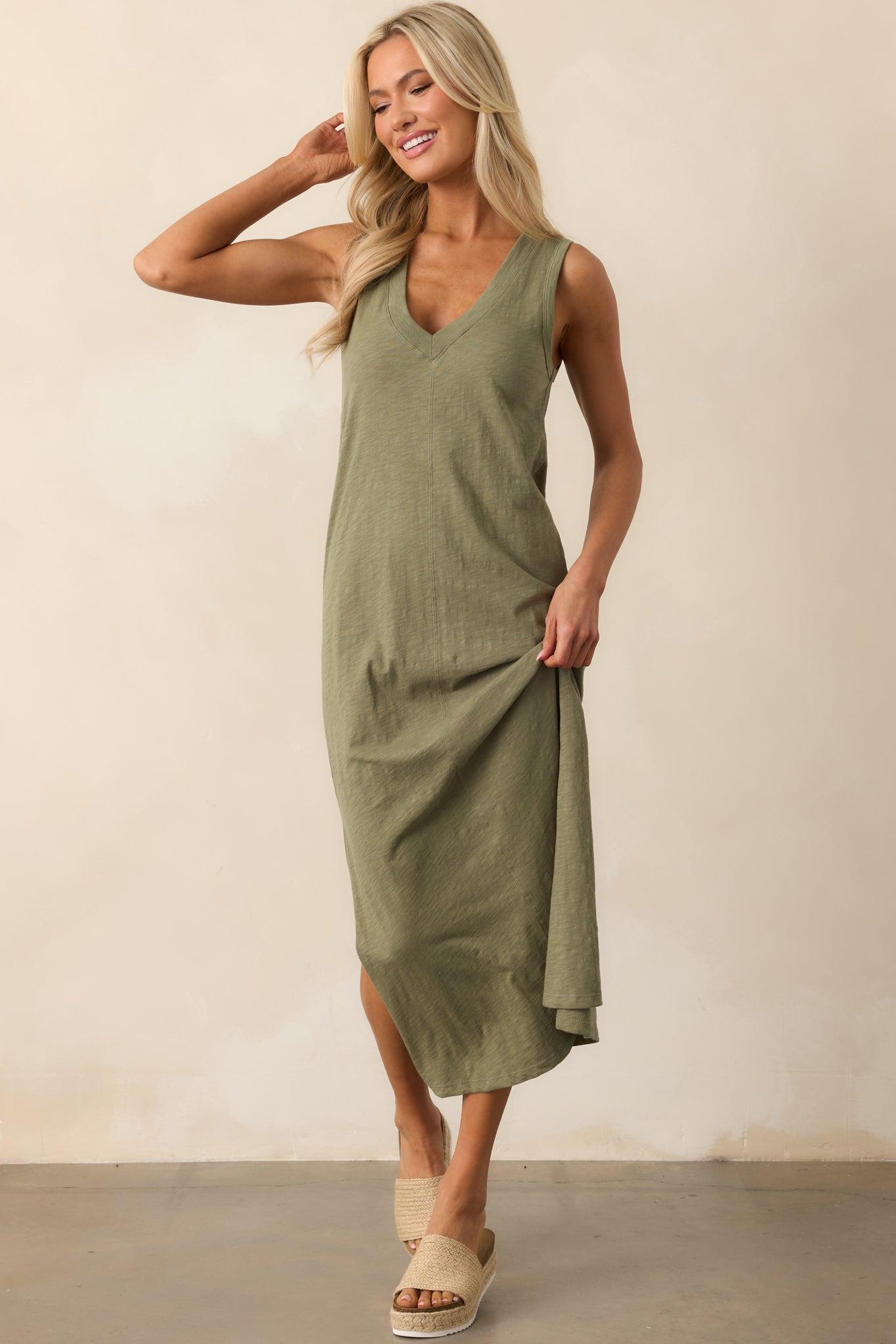 Z Supply Avocado Green Palisades Midi Dress Product Image
