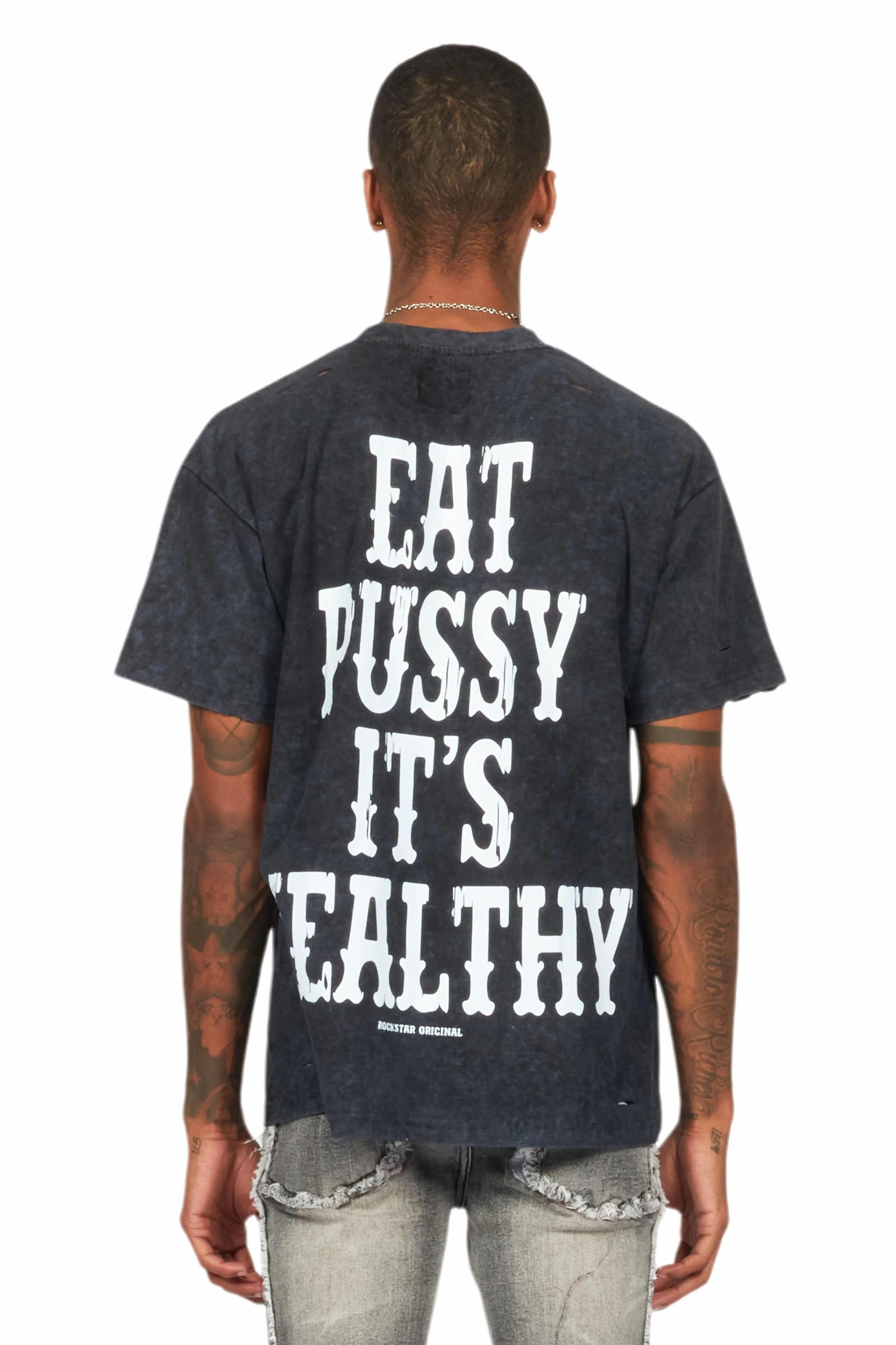 Posse Vintage Black Distressed Oversized T-Shirt Male Product Image