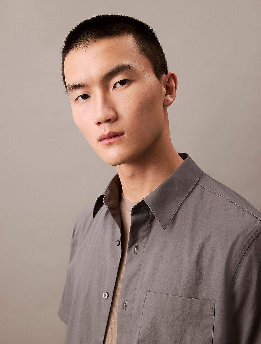 Cotton Blend Short Sleeve Classic Button-Down Shirt Product Image