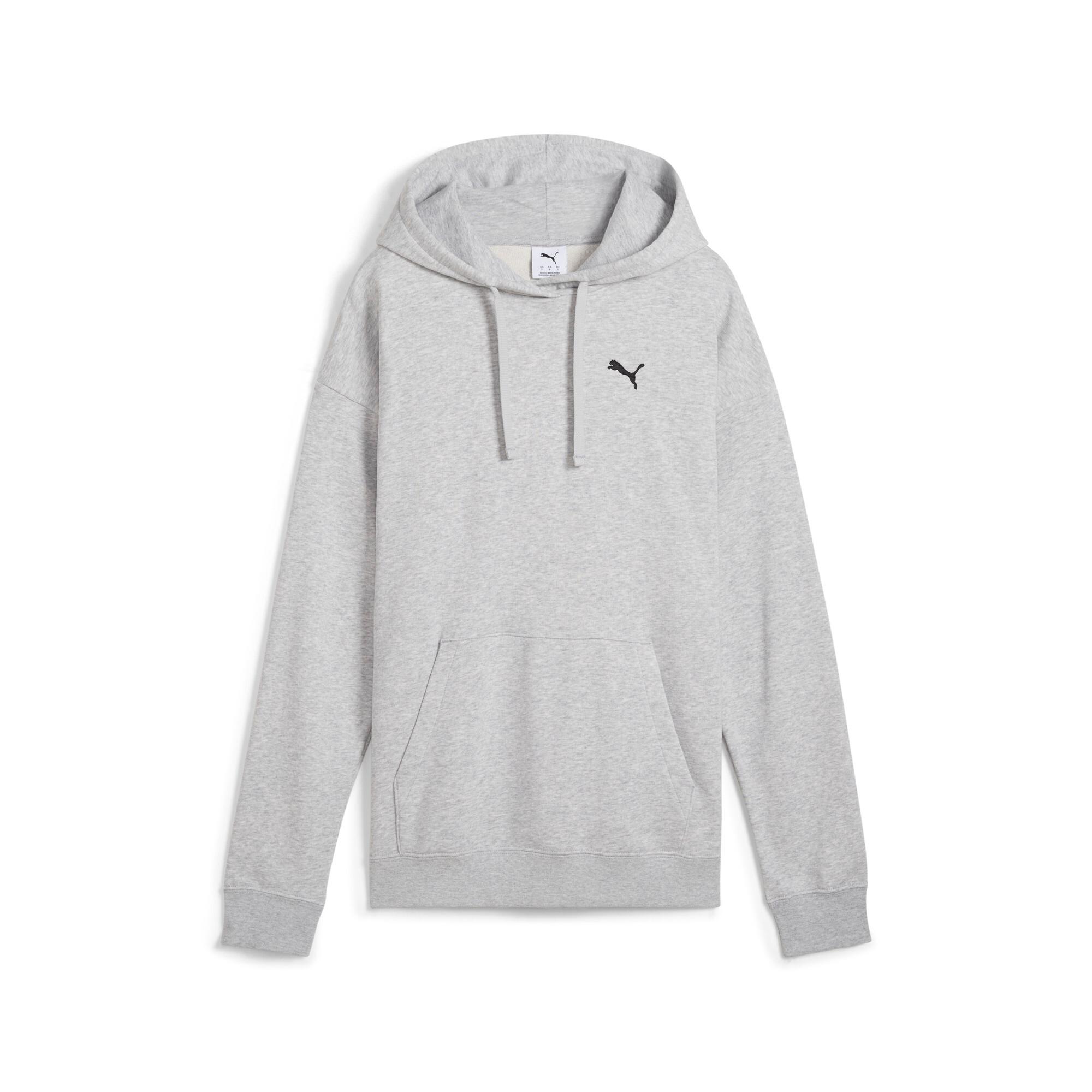 PUMA Essentials Women's Relaxed Hoodie in Light Grey Heather Product Image