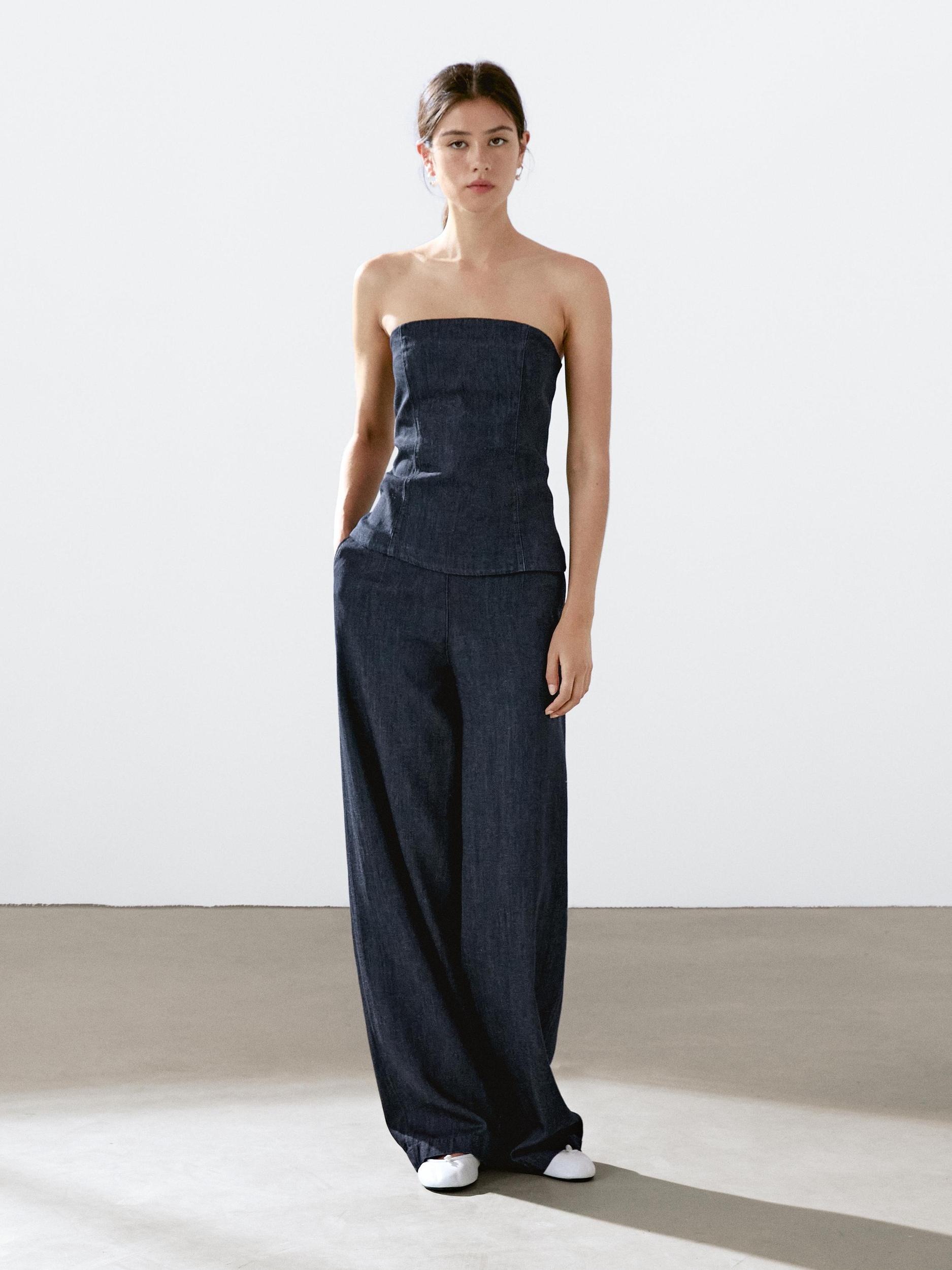 Strapless denim top Product Image