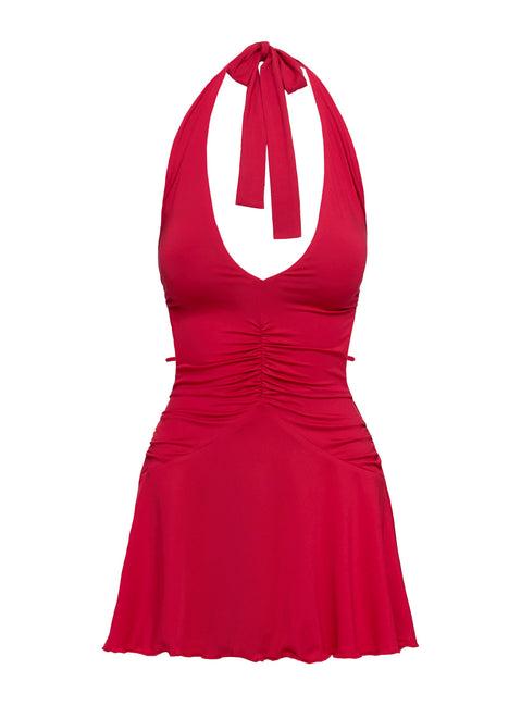 Maeva Halter Mini Dress Red Product Image