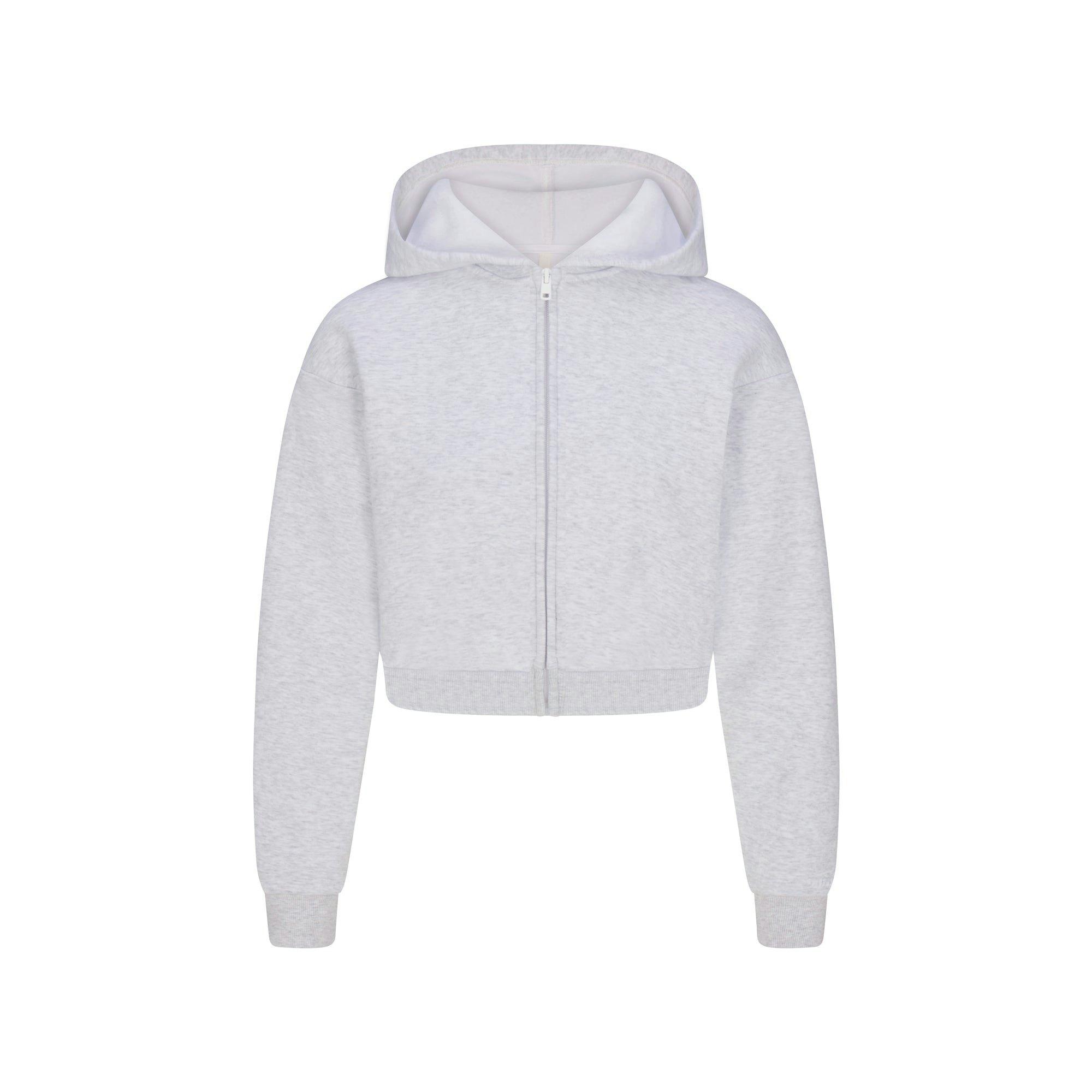 COTTON FLEECE SHRUNKEN HOODIE | LIGHT HEATHER GREY Product Image